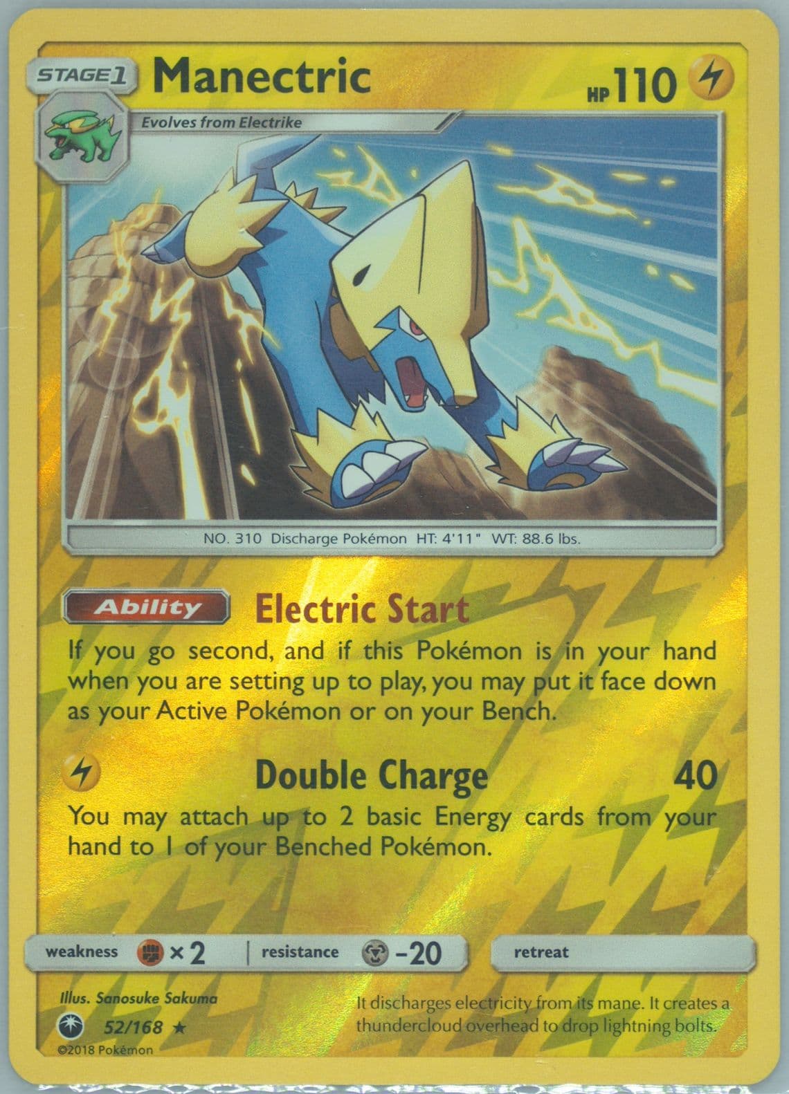 Manectric-Reverse Foil (52) 2018 Pokemon Sun & Moon Celestial Storm
