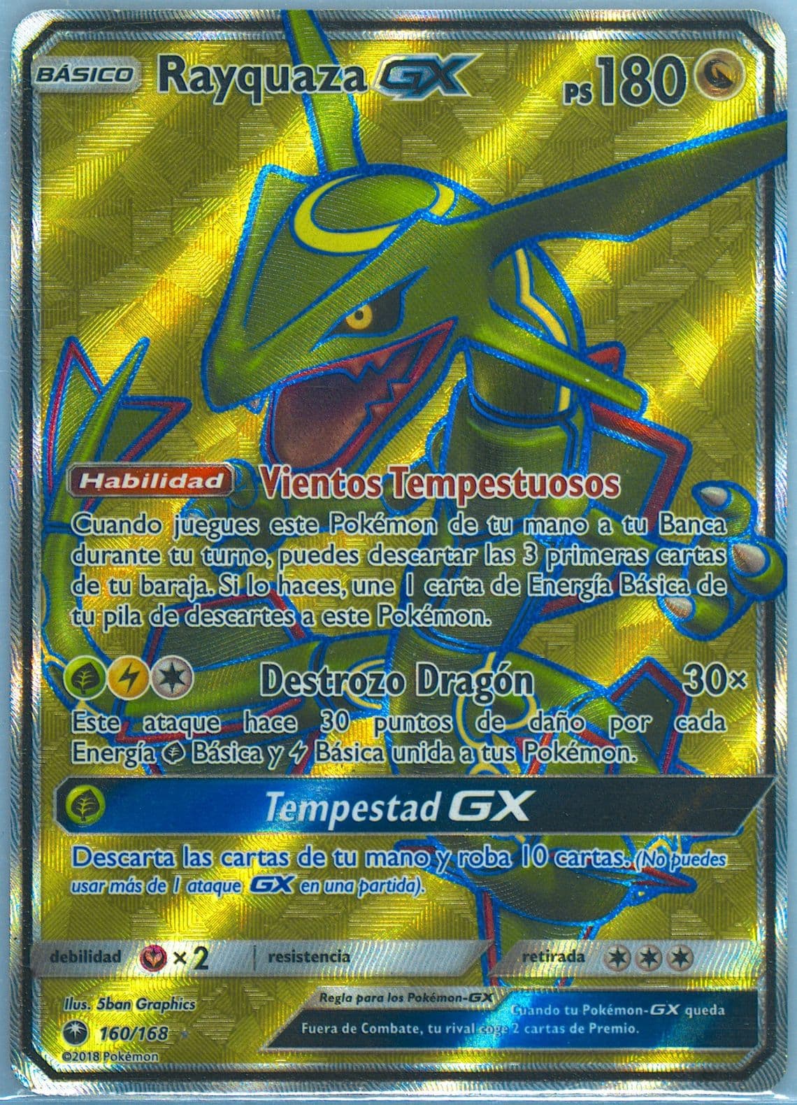 Full Art/Rayquaza GX Spanish (160) 2018 Pokemon Sun & Moon Celestial Storm