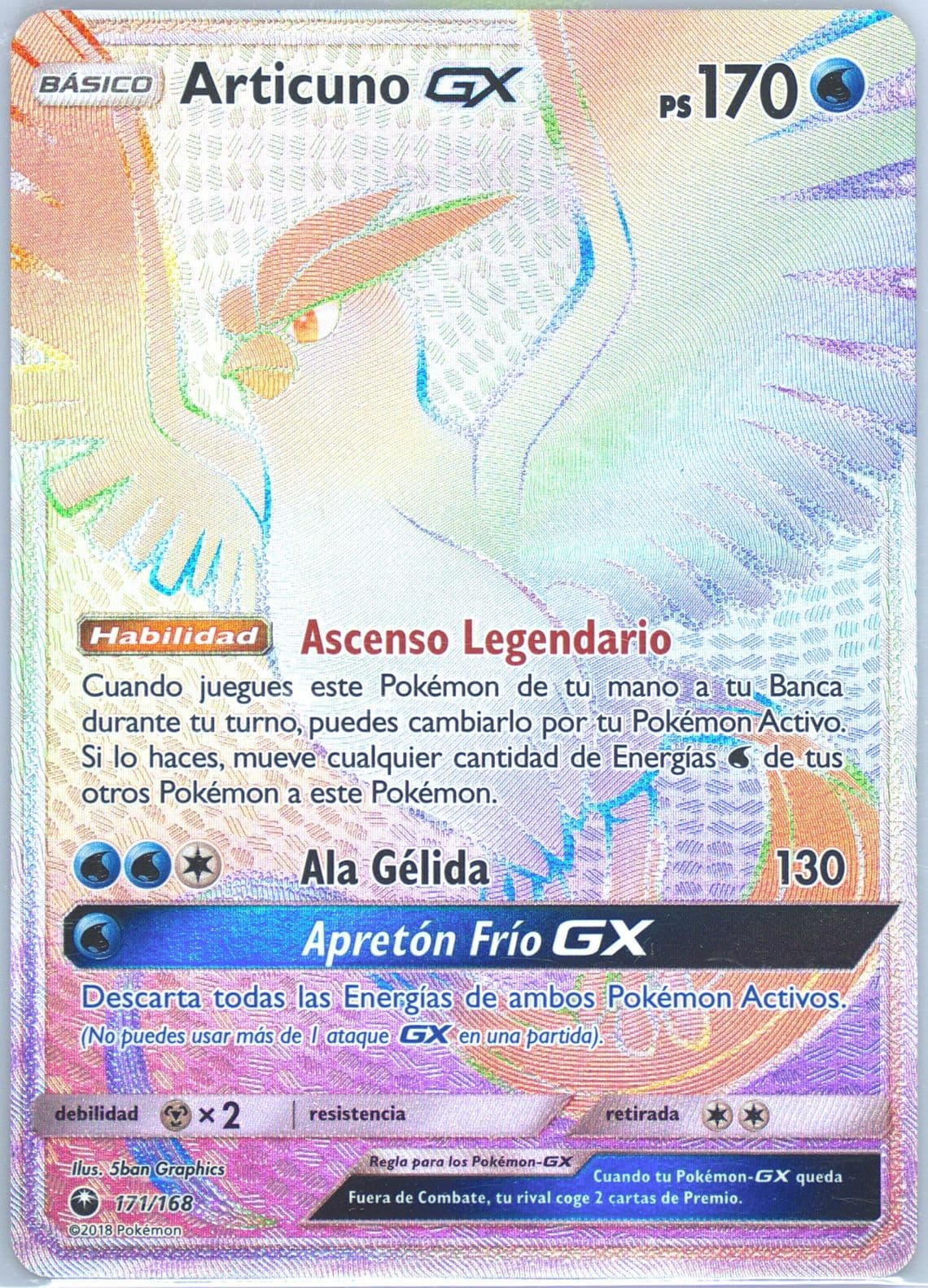 Full Art/Articuno GX Spanish-Secret (171) 2018 Pokemon Sun & Moon Celestial Storm