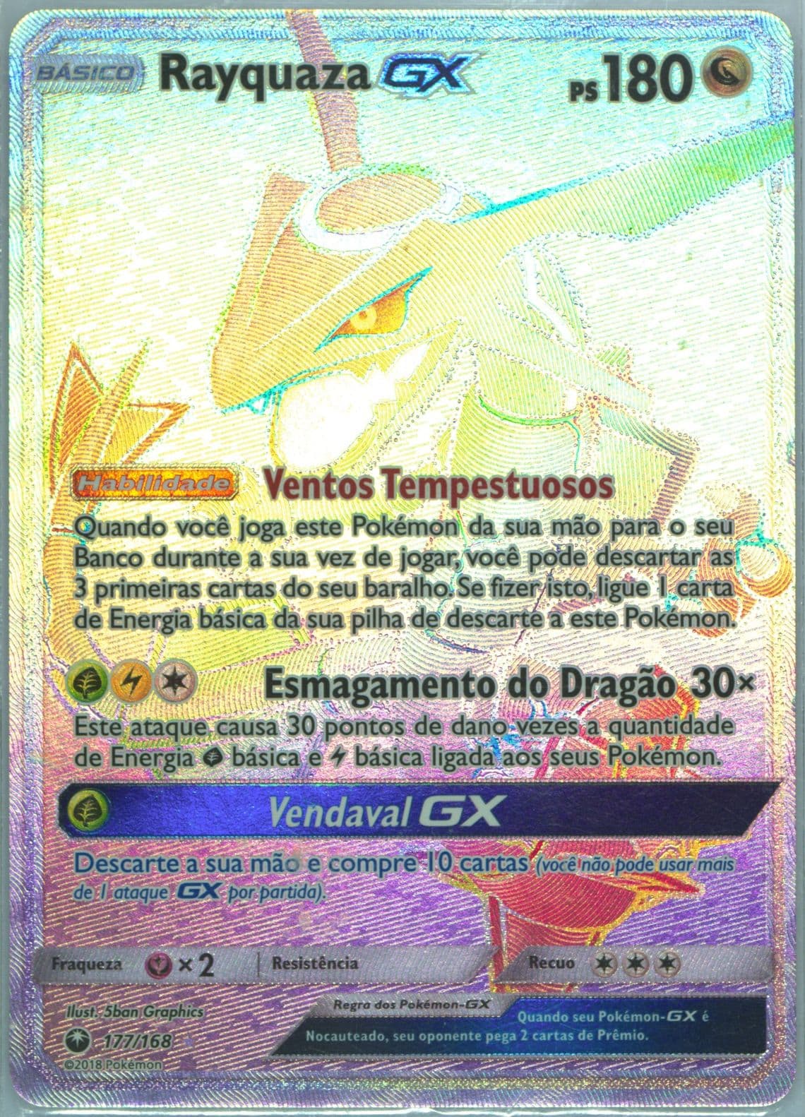 Full Art/Rayquaza GX Portuguese-Secret (177) 2018 Pokemon Sun & Moon Celestial Storm