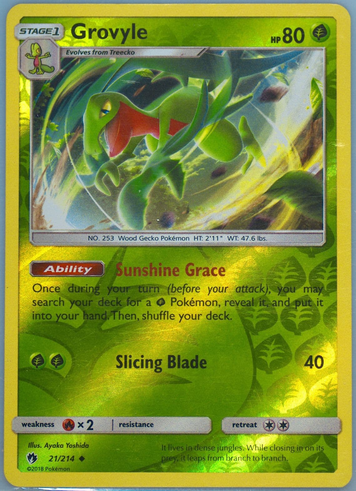 Grovyle-Reverse Foil (21) 2018 Pokemon Sun & Moon Lost Thunder
