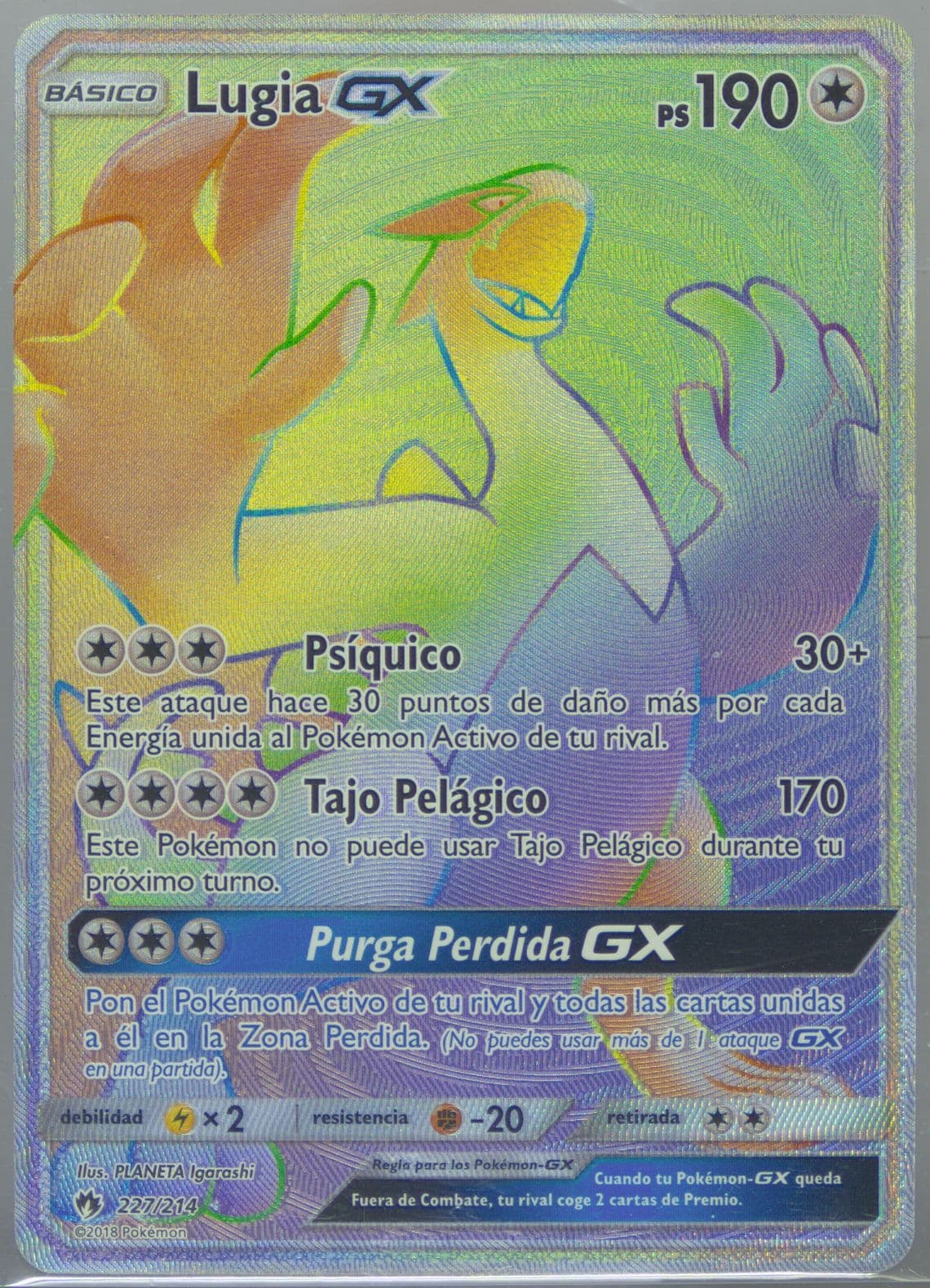 Full Art/Lugia GX Spanish-Secret (227) 2018 Pokemon Sun & Moon Lost Thunder