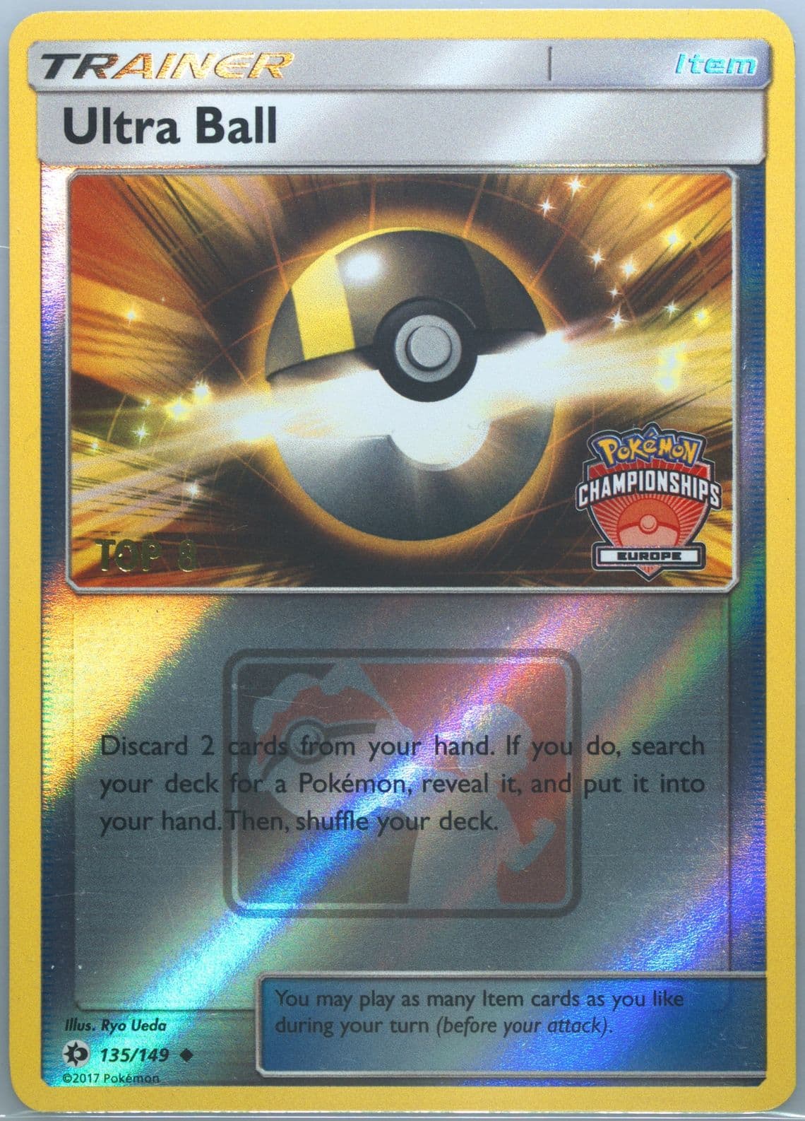 Ultra Ball-Reverse Foil PM Champs-Europe-Top 8 (135) 2017 Pokemon Sun & Moon