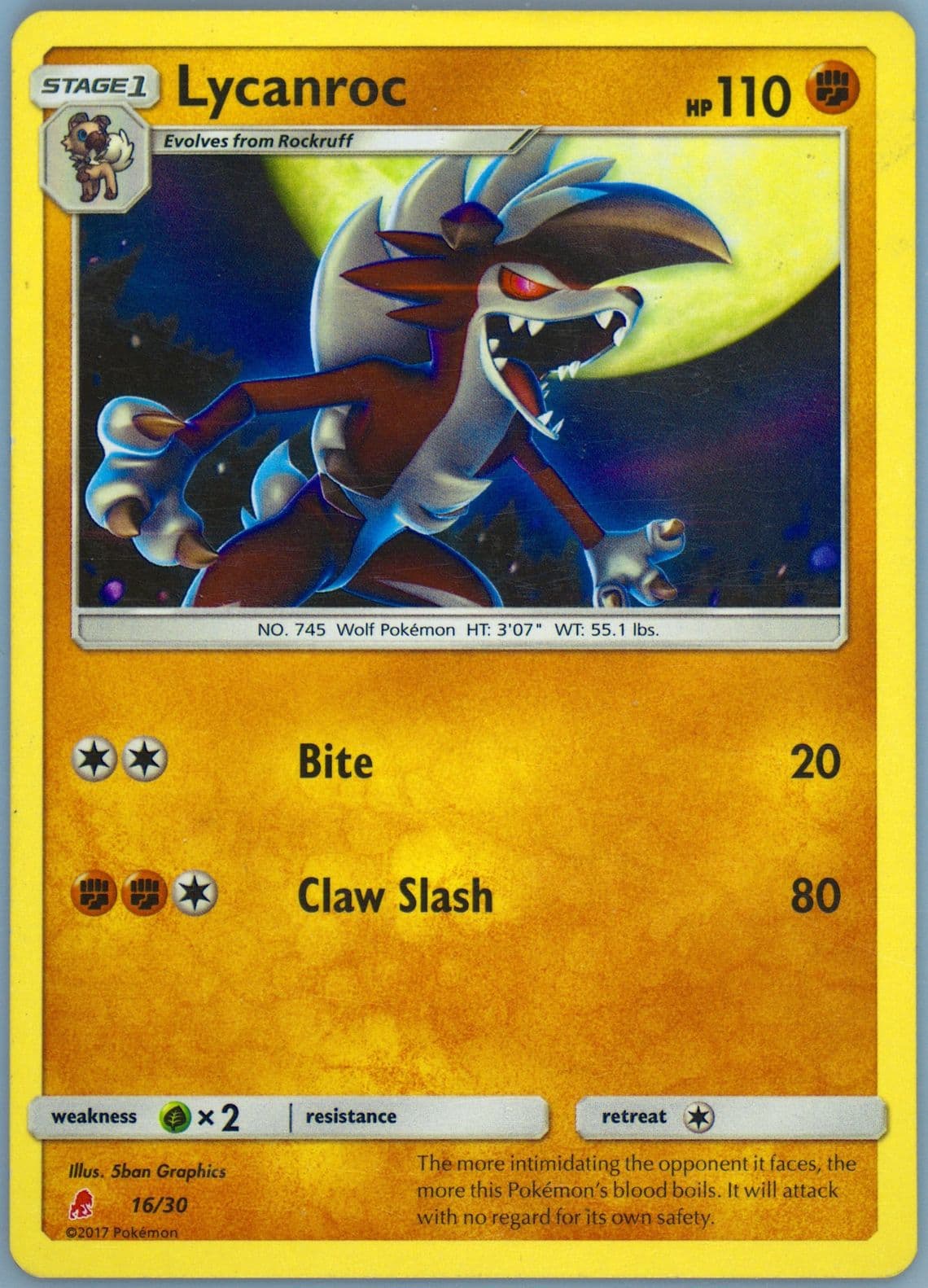 Lycanroc (16) 2017 Pokemon Sun & Moon Trainer Kit Lycanroc Half Deck