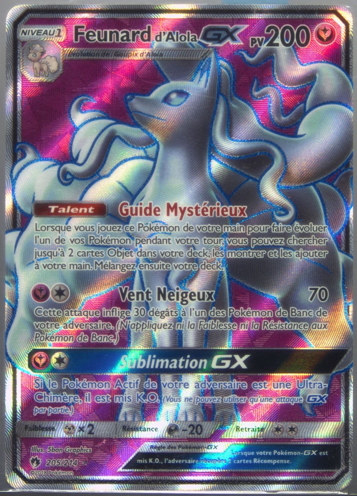 Full Art/Feunard D'Alola GX French (205) 2018 Pokemon Sun & Moon Lost Thunder