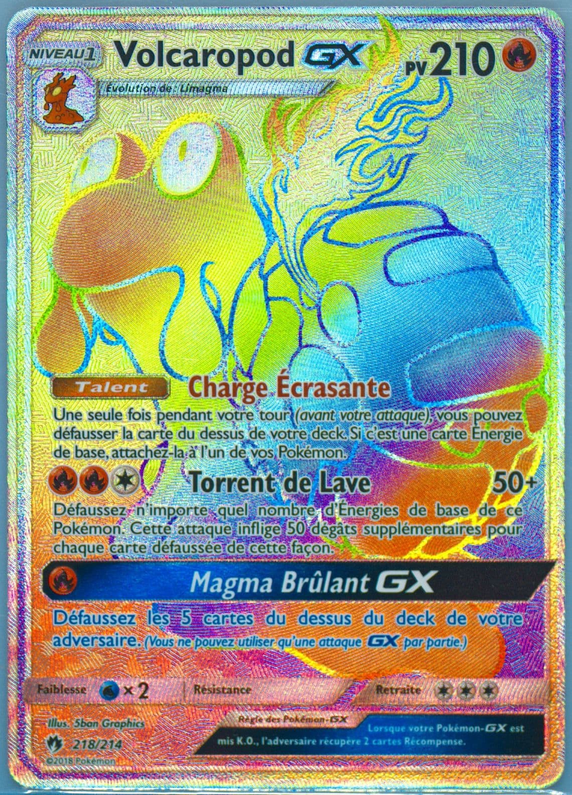 Full Art/Volcaropod GX French-Secret (218) 2018 Pokemon Sun & Moon Lost Thunder