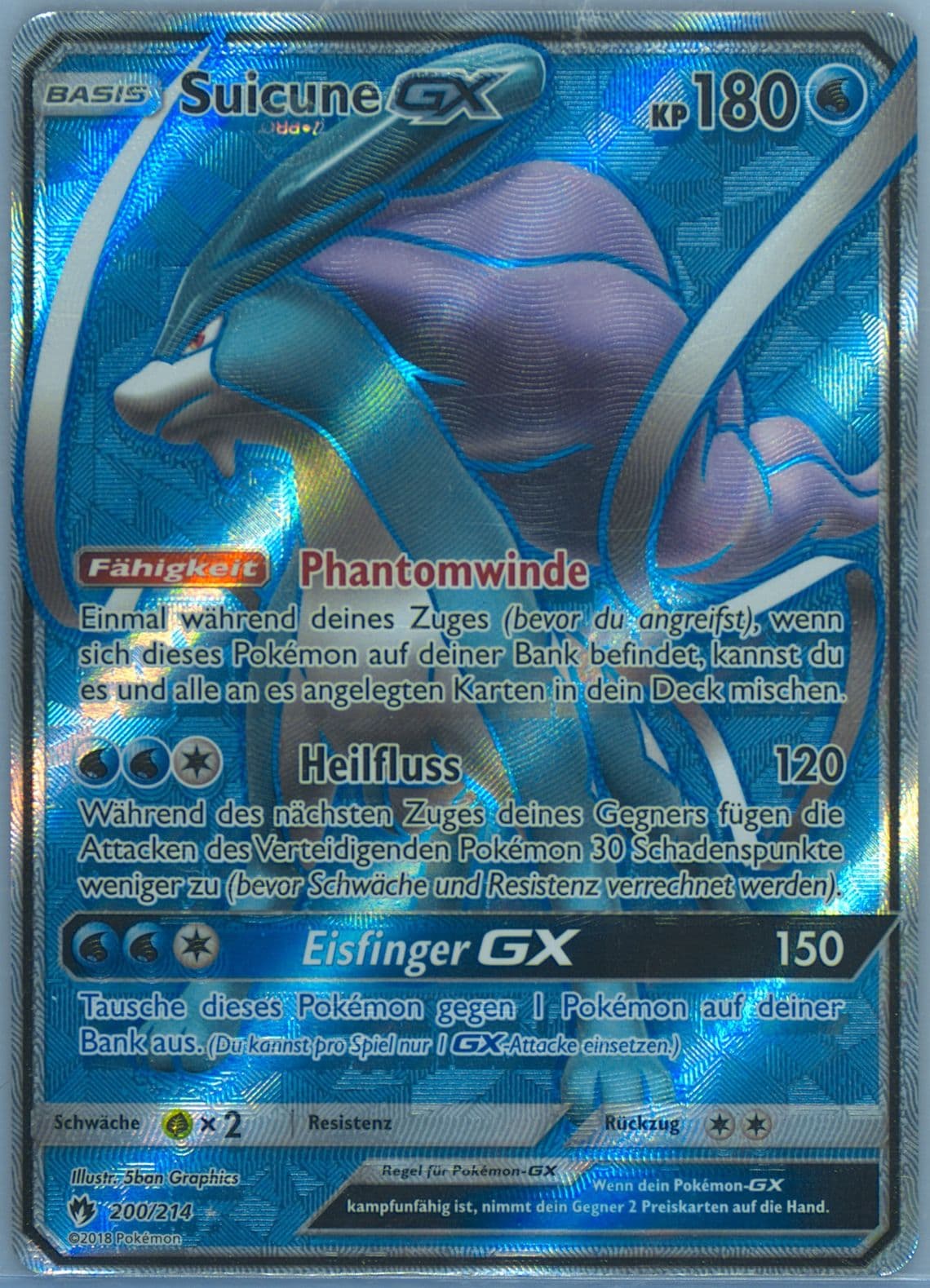 Full Art/Suicune GX German (200) 2018 Pokemon Sun & Moon Lost Thunder