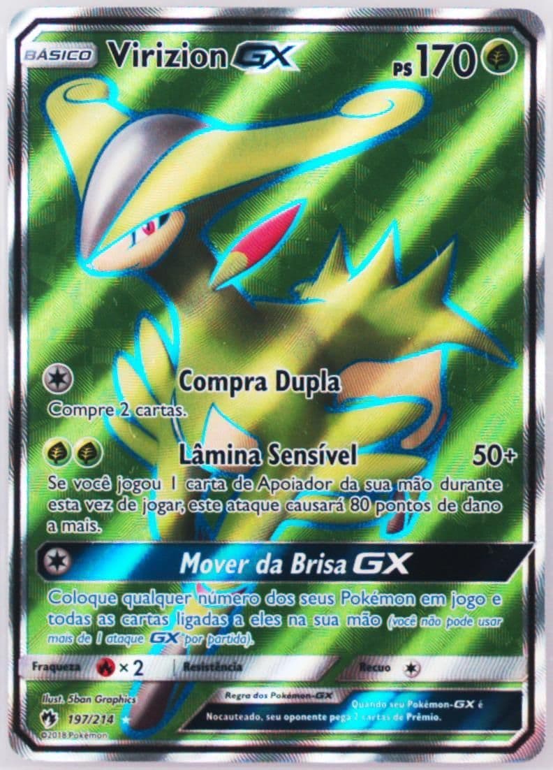 Full Art/Virizion GX Portuguese (197) 2018 Pokemon Sun & Moon Lost Thunder