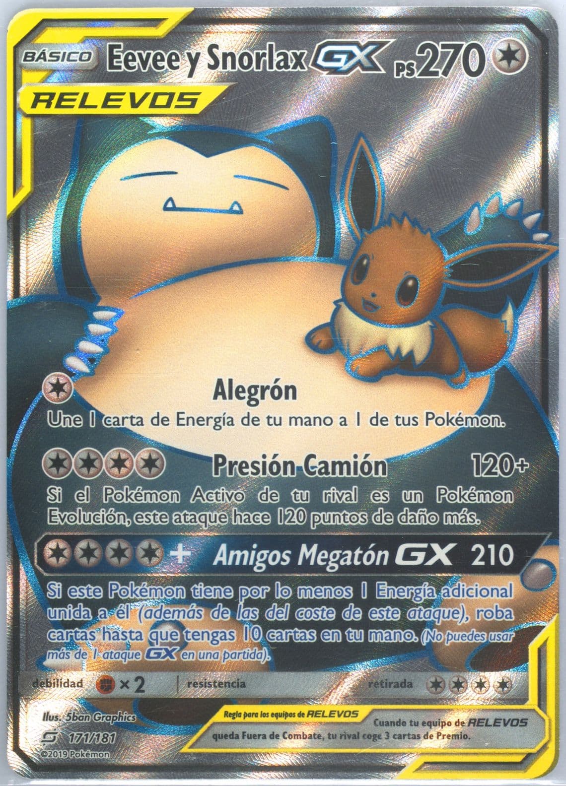 Full Art/Eevee Y Snorlax GX Spanish (171) 2019 Pokemon Sun & Moon Team Up