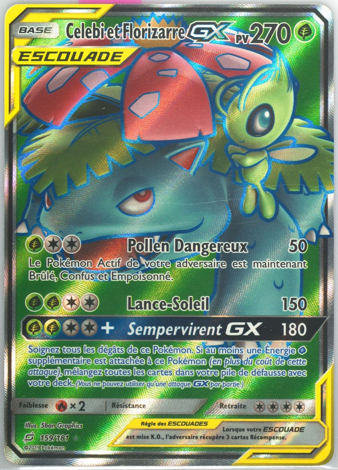 Full Art/Celebi ET Florizarre GX French (159) 2019 Pokemon Sun & Moon Team Up