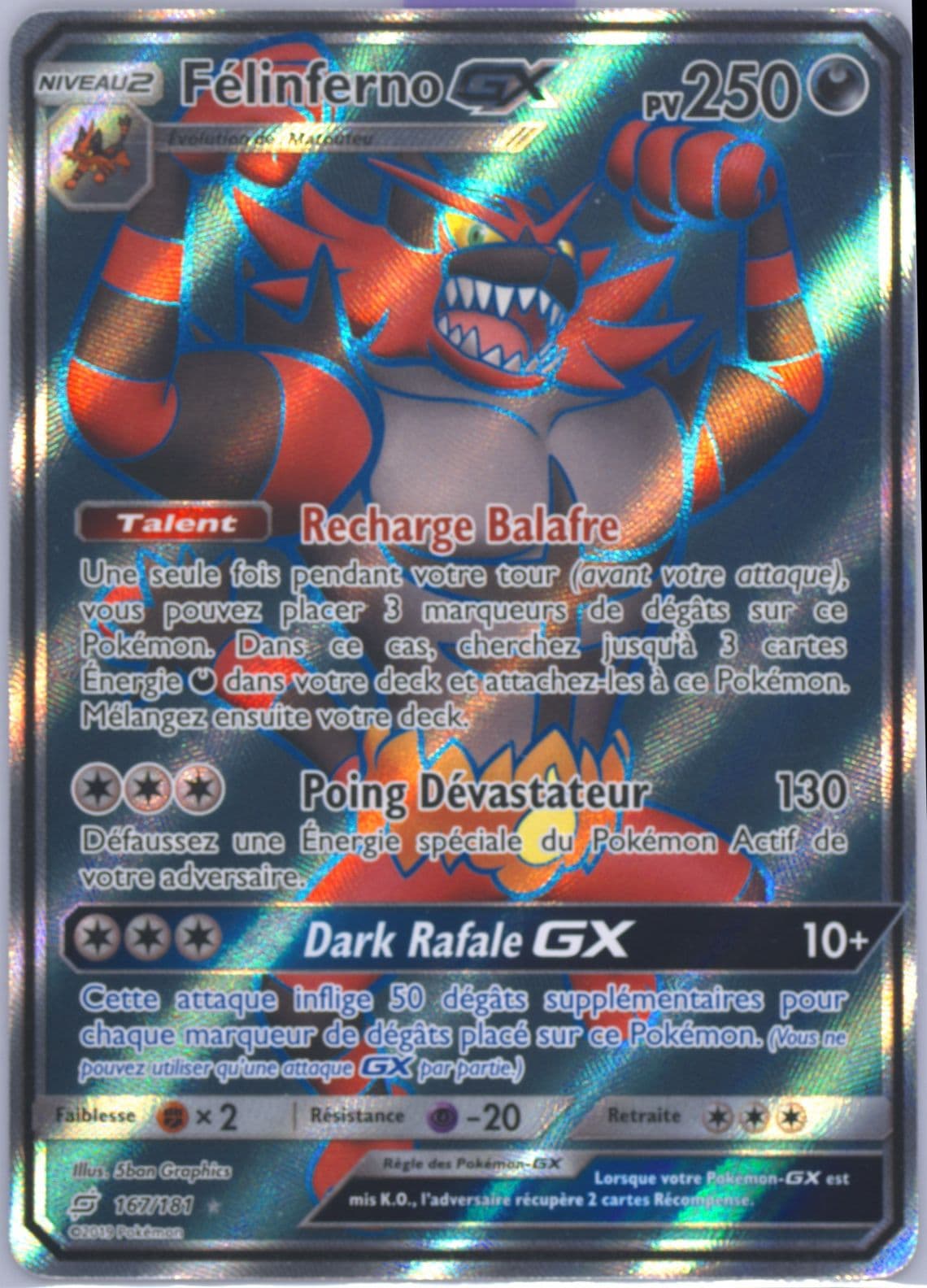 Full Art/Felinferno GX French (167) 2019 Pokemon Sun & Moon Team Up