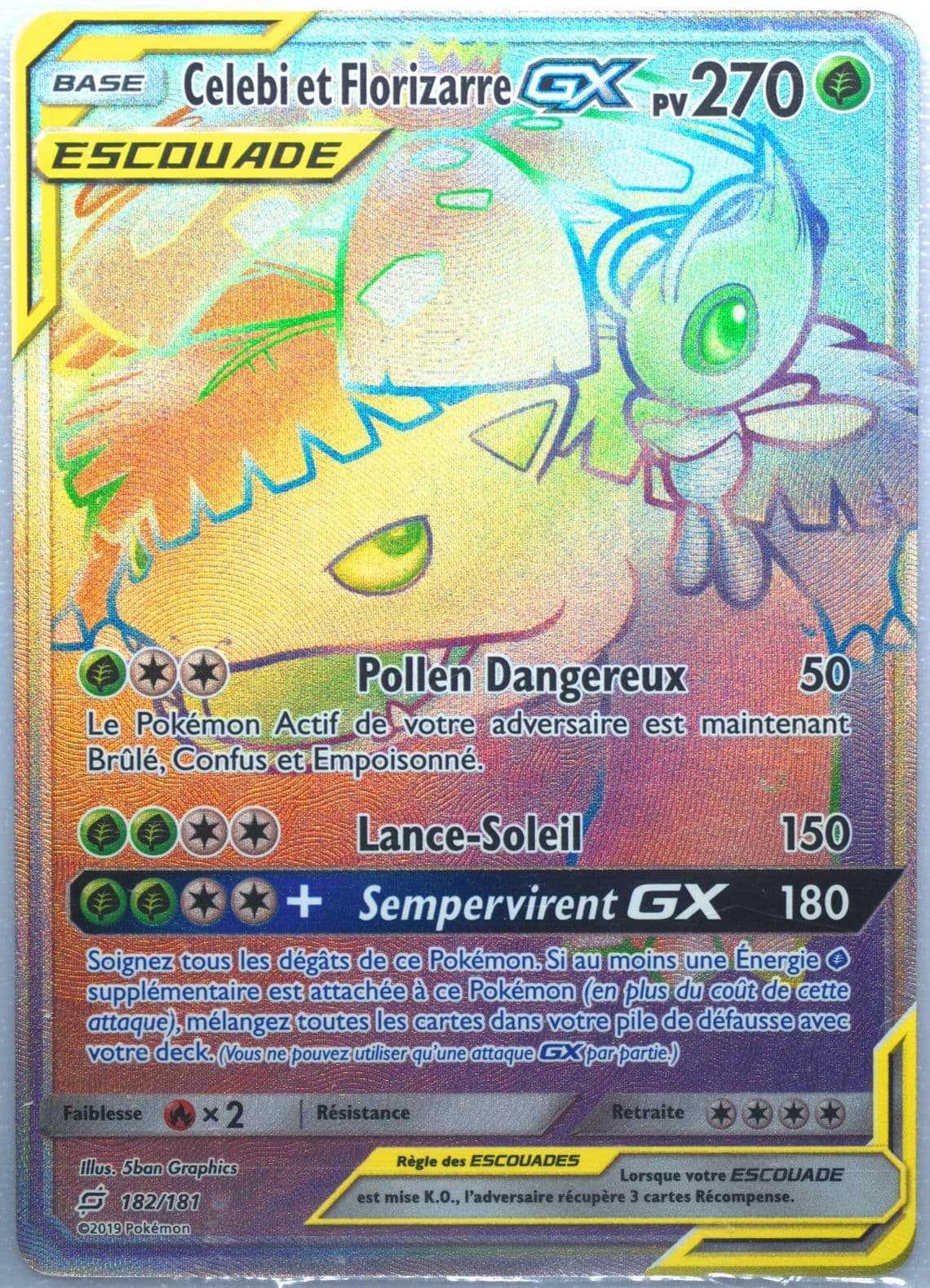 Full Art/Celebi ET Florizarre GX French-Secret (182) 2019 Pokemon Sun & Moon Team Up