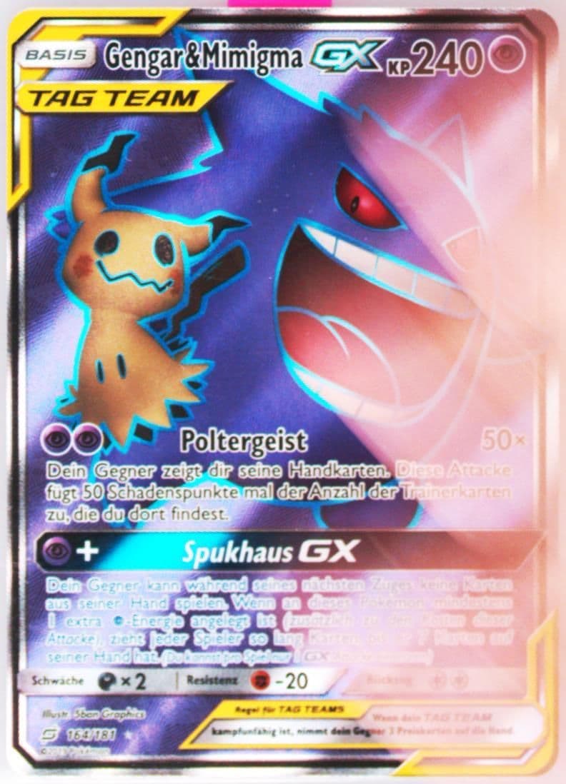 Full Art/Gengar & Mimigma GX German (164) 2019 Pokemon Sun & Moon Team Up