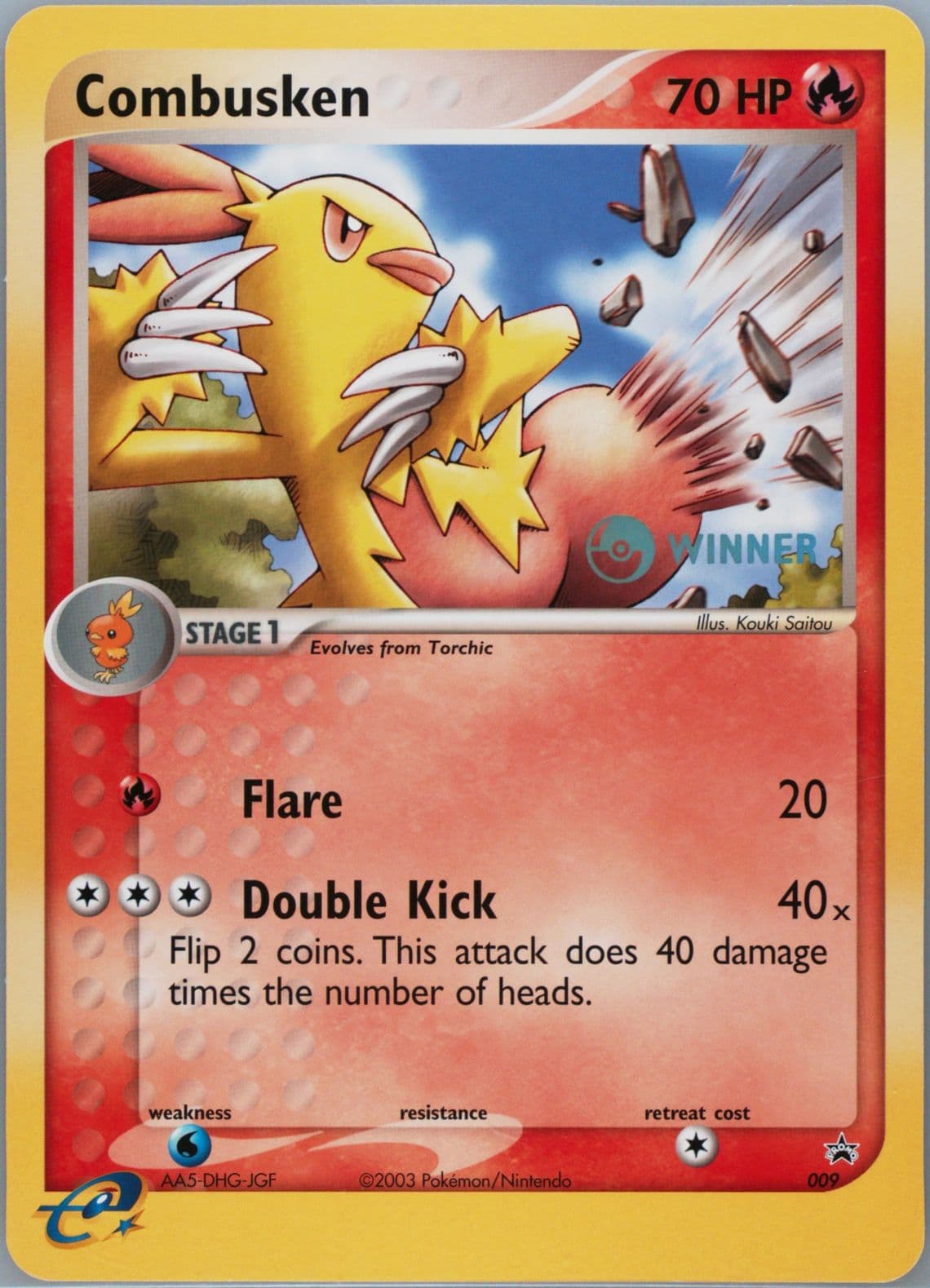 Combusken Winner-Jumbo (009) 2003 Pokemon Black Star Promo