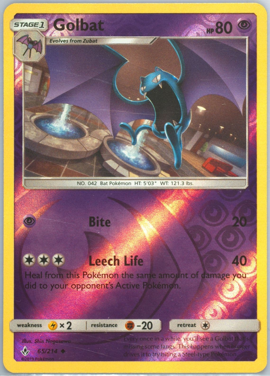 Golbat-Reverse Foil (65) 2019 Pokemon Sun & Moon Unbroken Bonds