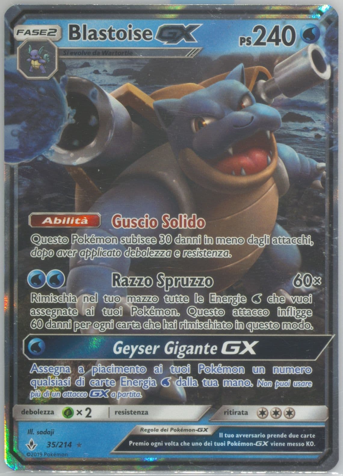 Blastoise GX Italian (35) 2019 Pokemon Sun & Moon Unbroken Bonds
