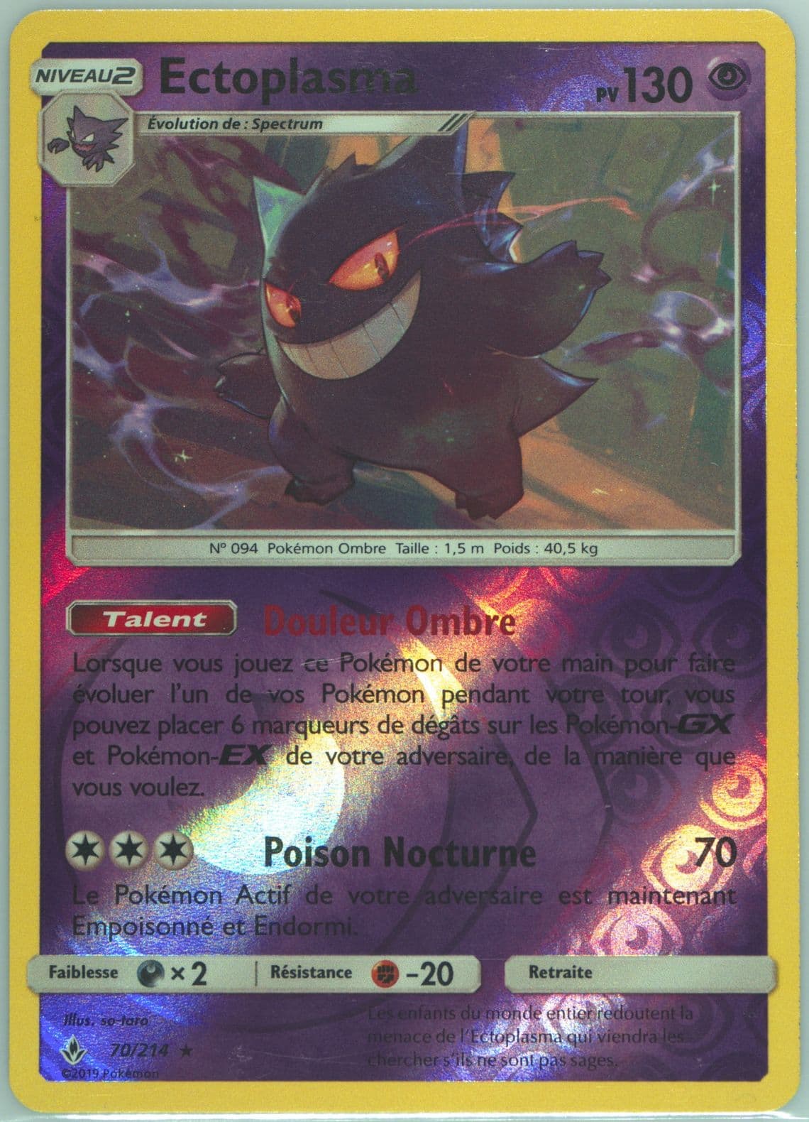 Ectoplasma-Reverse Foil French (70) 2019 Pokemon Sun & Moon Unbroken Bonds