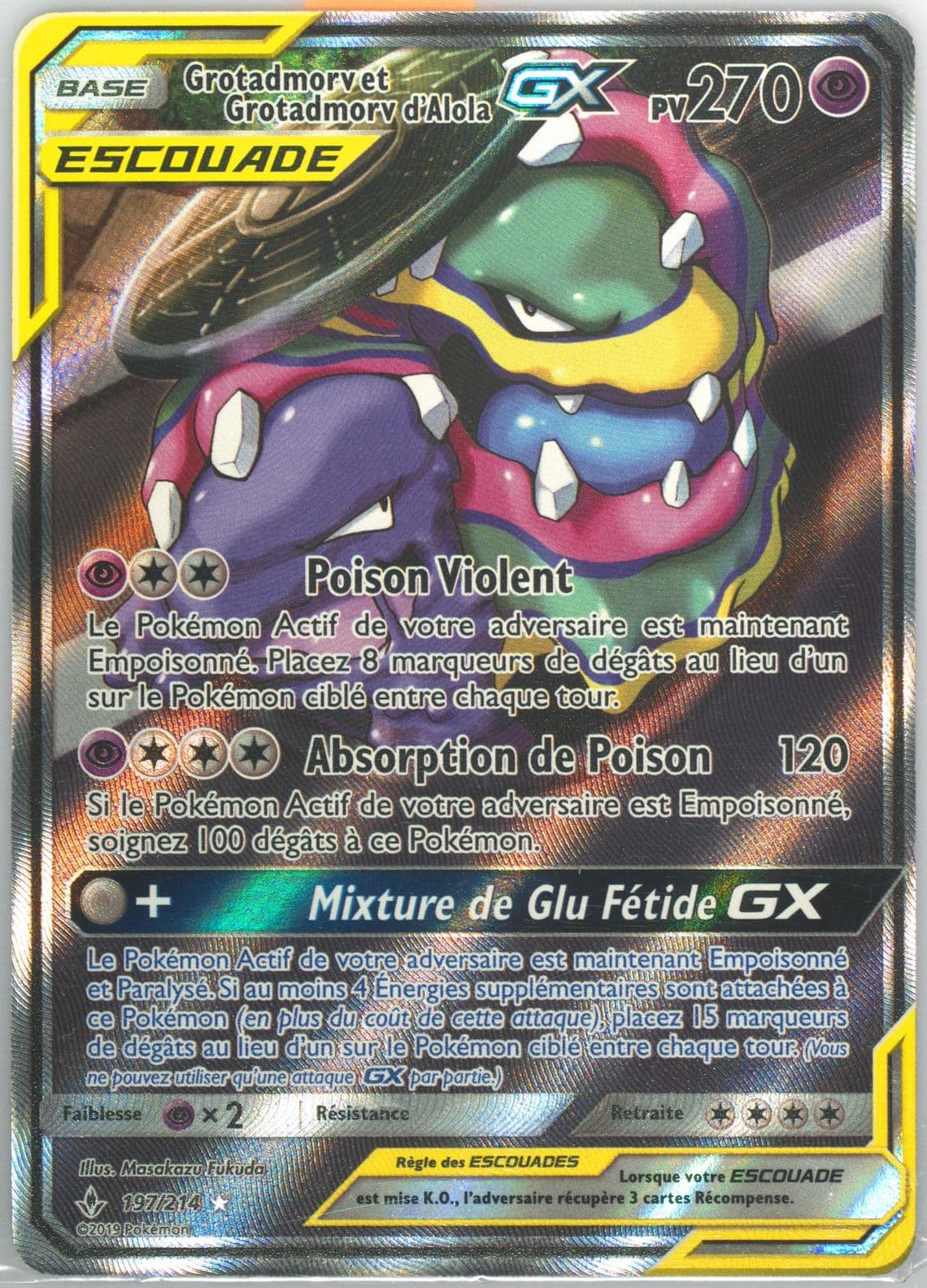 Full Art/Grotadmorv ET Grotadmorv D'Alola GX French (197) 2019 Pokemon Sun & Moon Unbroken Bonds