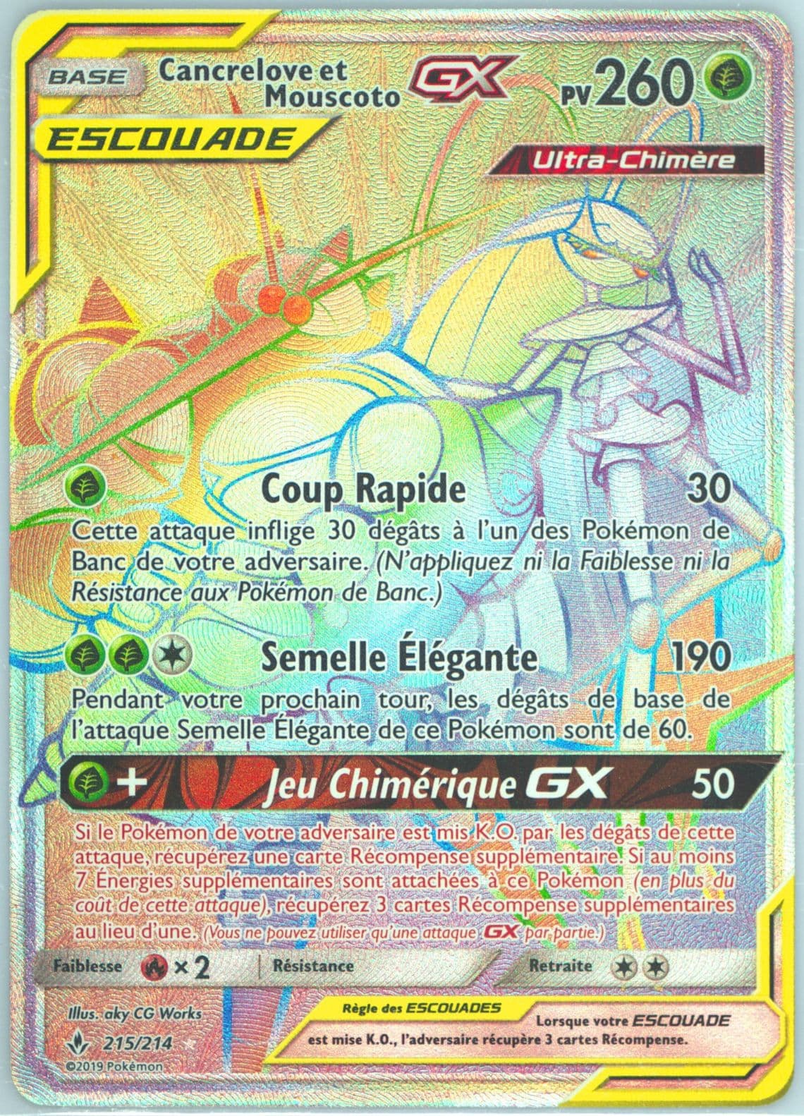 Full Art/Cancrelove ET Mouscoto GX French-Secret (215) 2019 Pokemon Sun & Moon Unbroken Bonds