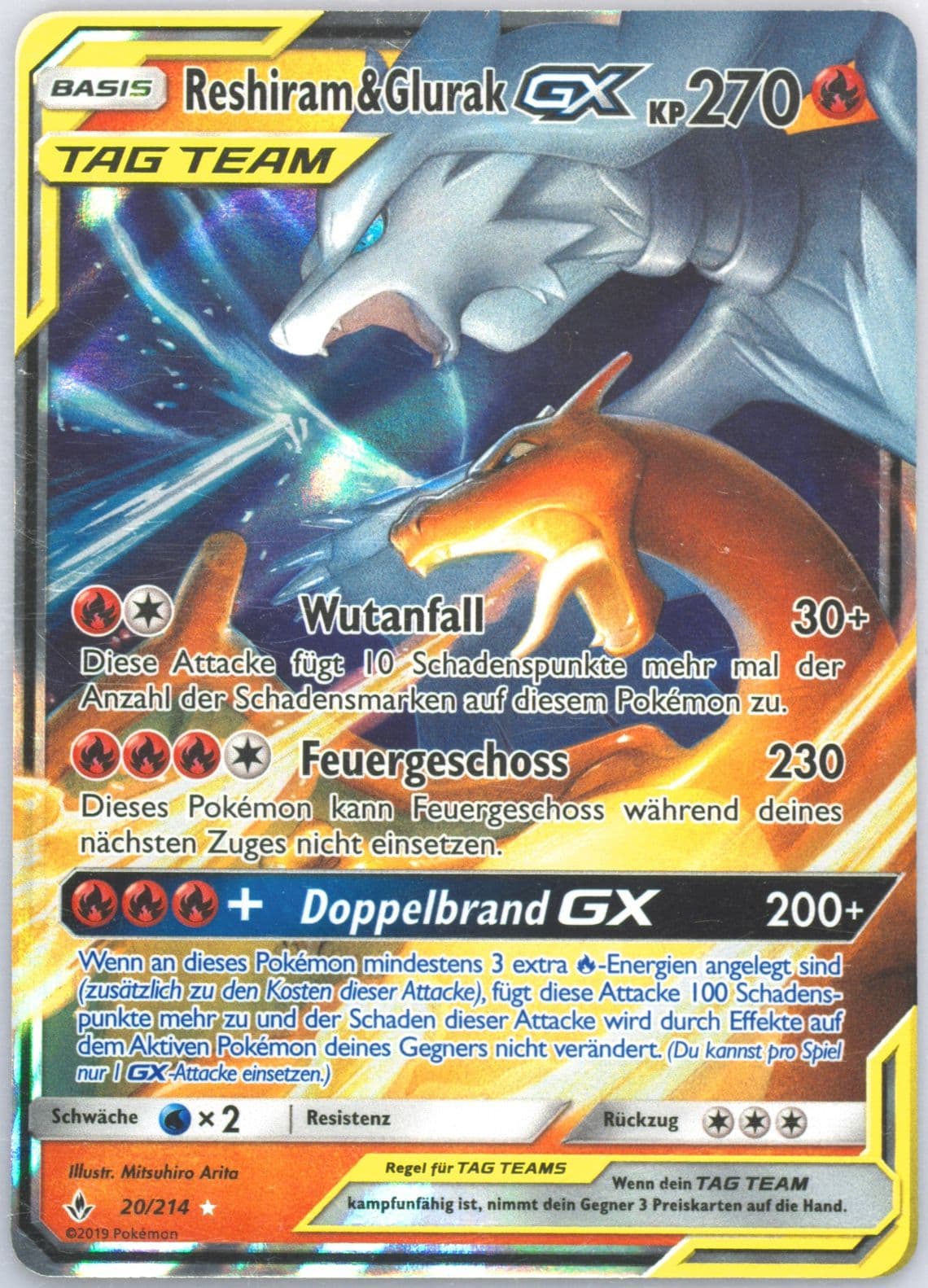 Reshiram & Glurak GX German (20) 2019 Pokemon Sun & Moon Unbroken Bonds