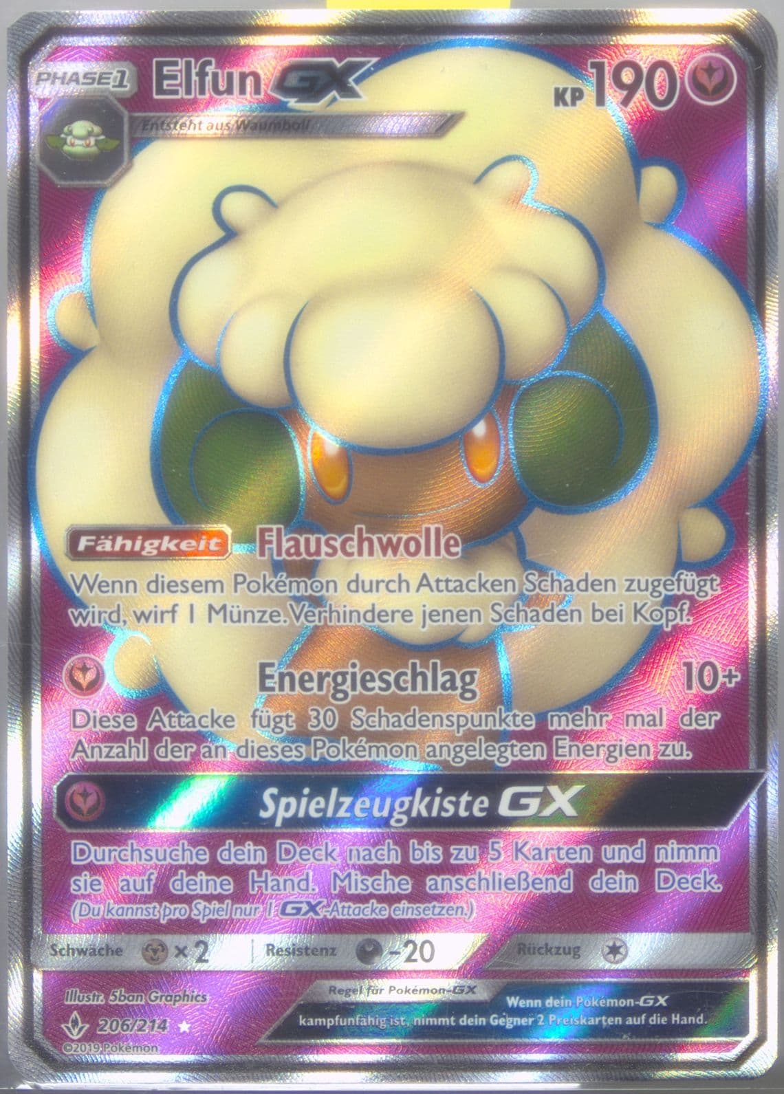 Full Art/Elfun GX German (206) 2019 Pokemon Sun & Moon Unbroken Bonds