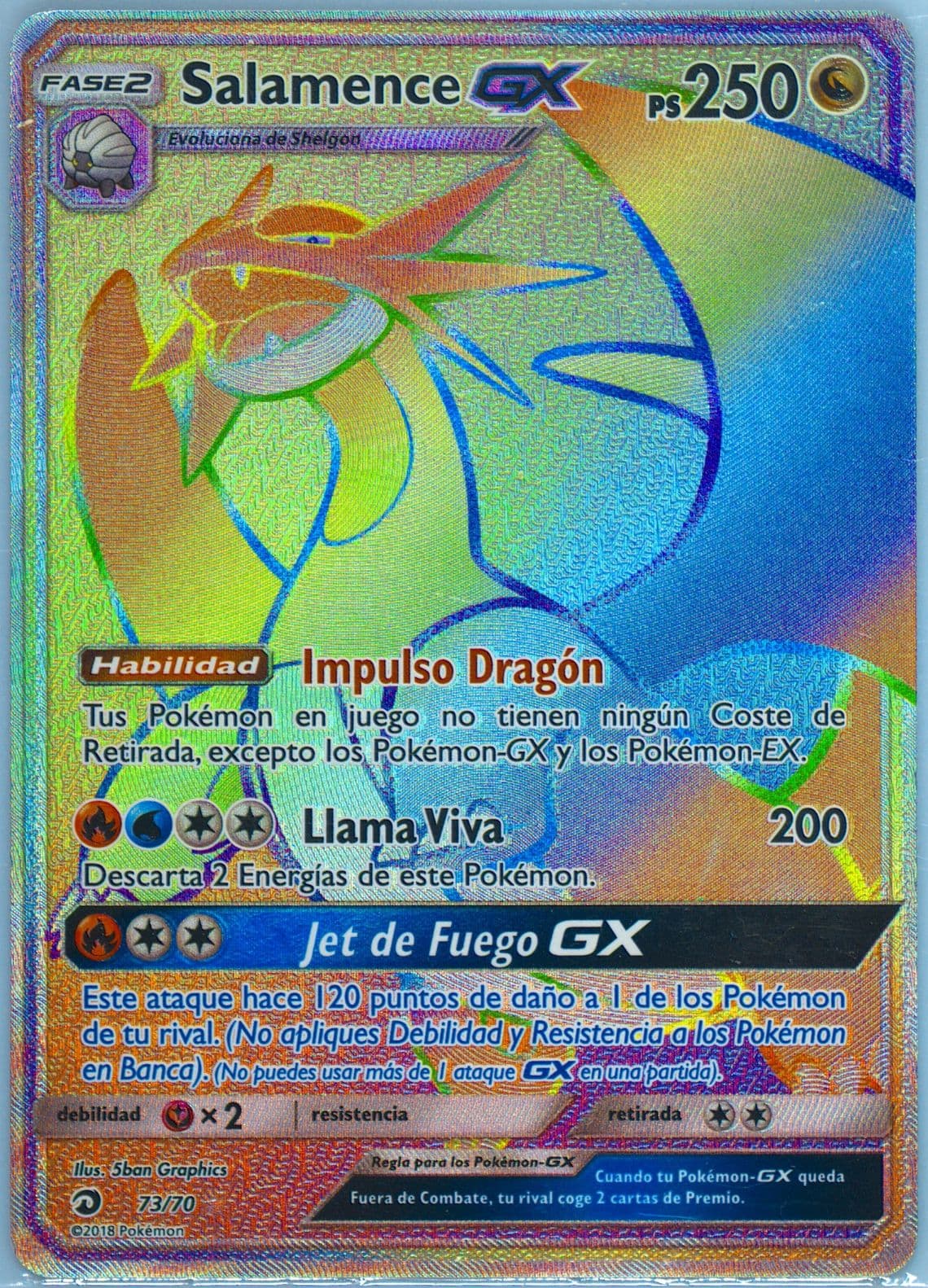 Full Art/Salamence GX Spanish-Secret (73) 2018 Pokemon Sun & Moon Dragon Majesty