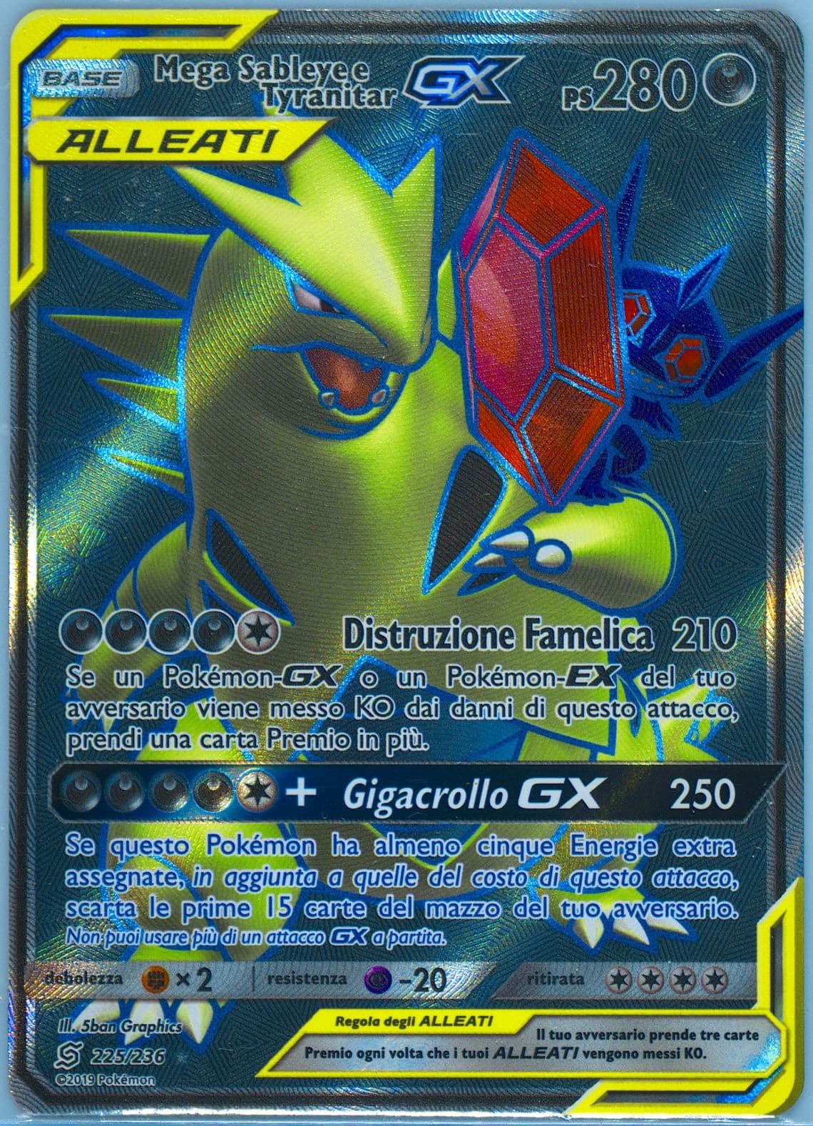 Full Art/Mega Sableye E Tyranitar GX Italian (225) 2019 Pokemon Sun & Moon Unified Minds