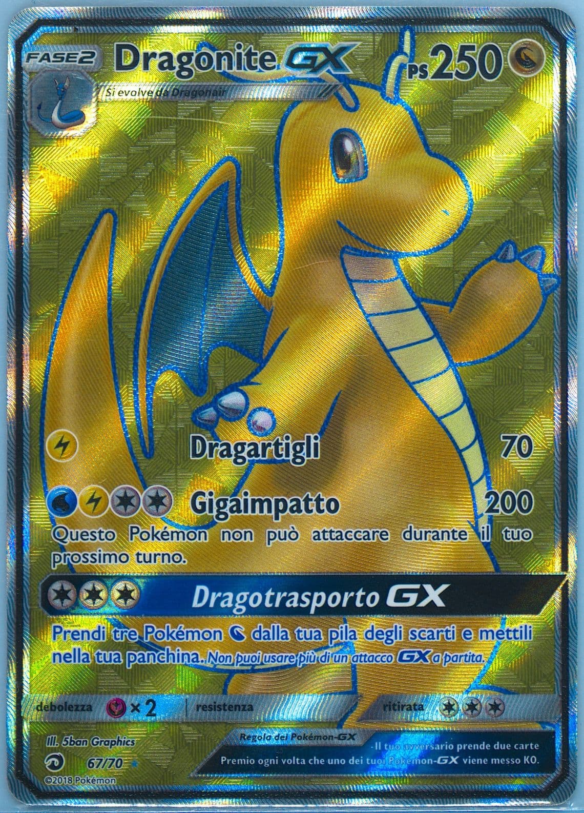 Full Art/Dragonite GX Italian (67) 2018 Pokemon Sun & Moon Dragon Majesty