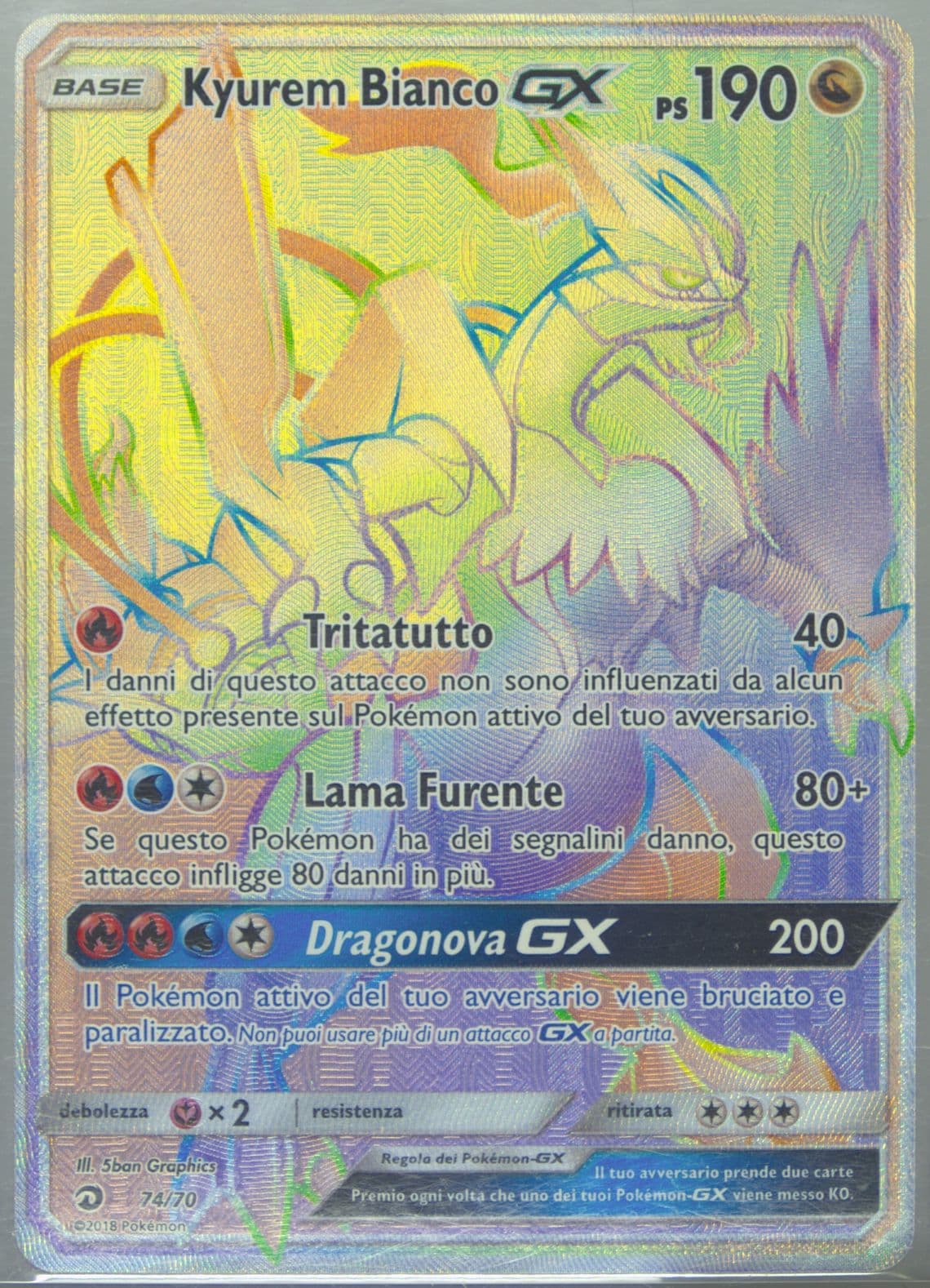 Full Art/Kyurem Bianco GX Italian-Secret (74) 2018 Pokemon Sun & Moon Dragon Majesty