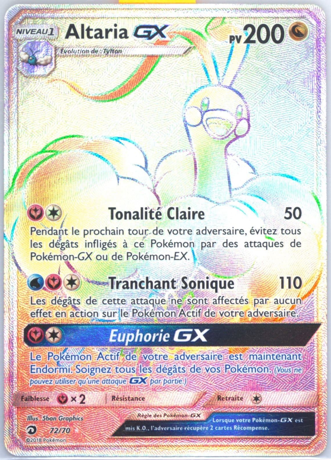 Full Art/Altaria GX French-Secret (72) 2018 Pokemon Sun & Moon Dragon Majesty