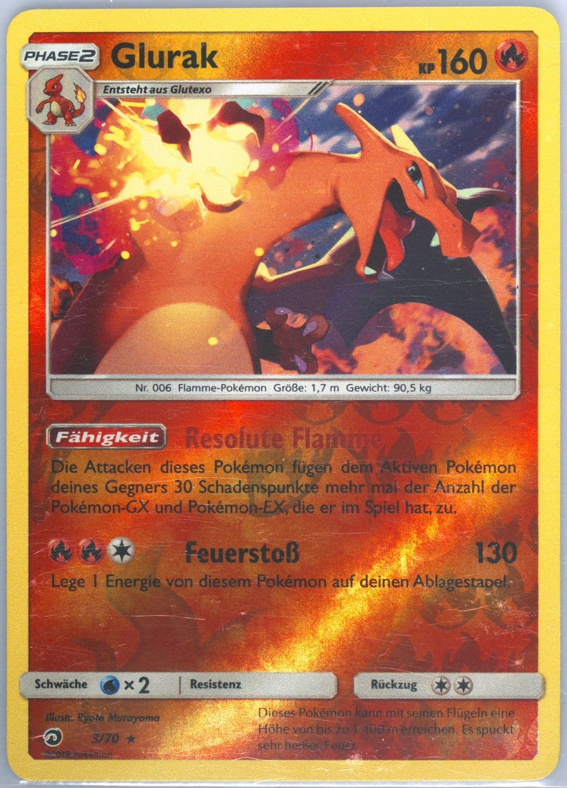 Glurak-Reverse Foil German (3) 2018 Pokemon Sun & Moon Dragon Majesty