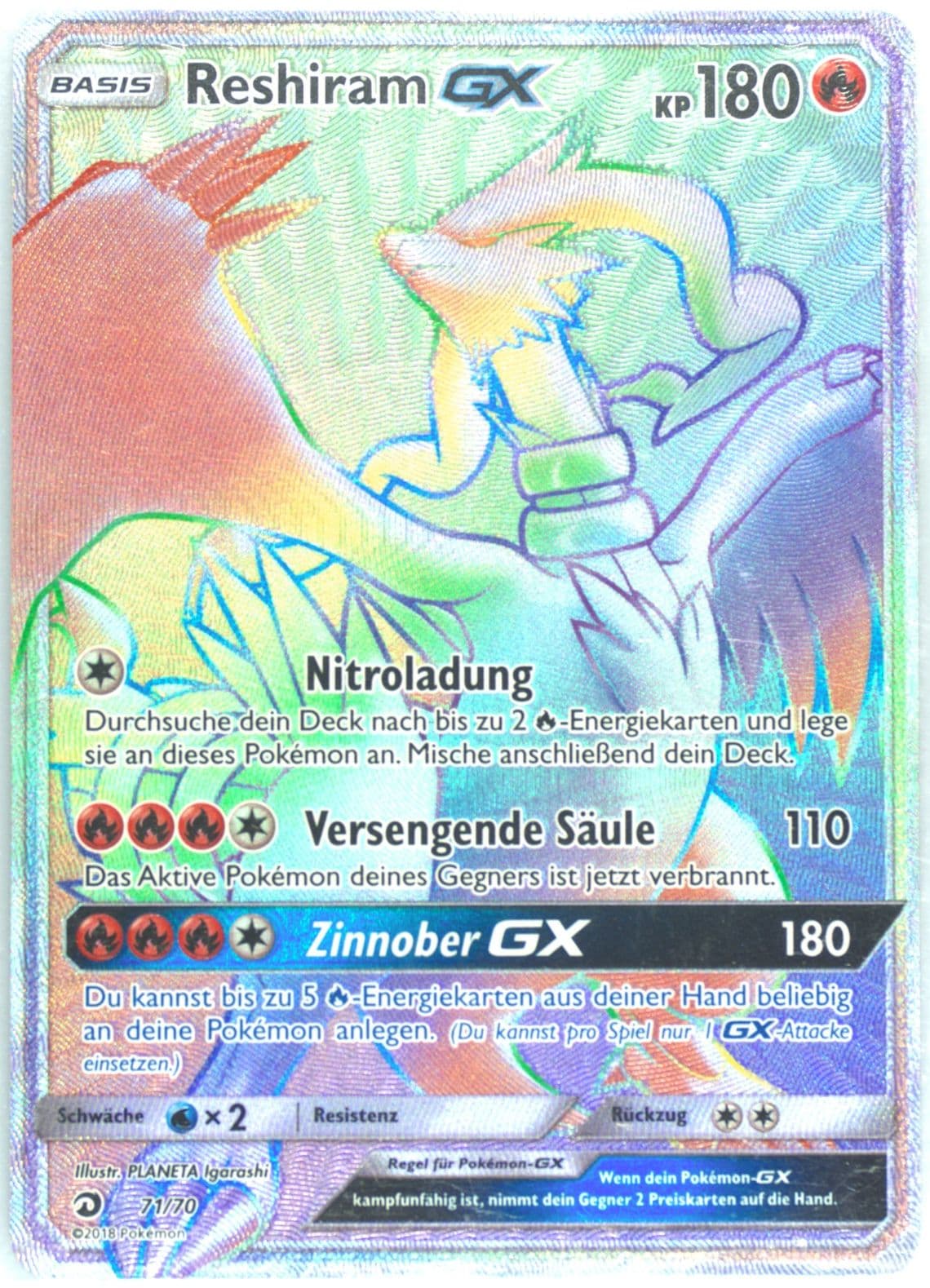Full Art/Reshiram GX German-Secret (71) 2018 Pokemon Sun & Moon Dragon Majesty