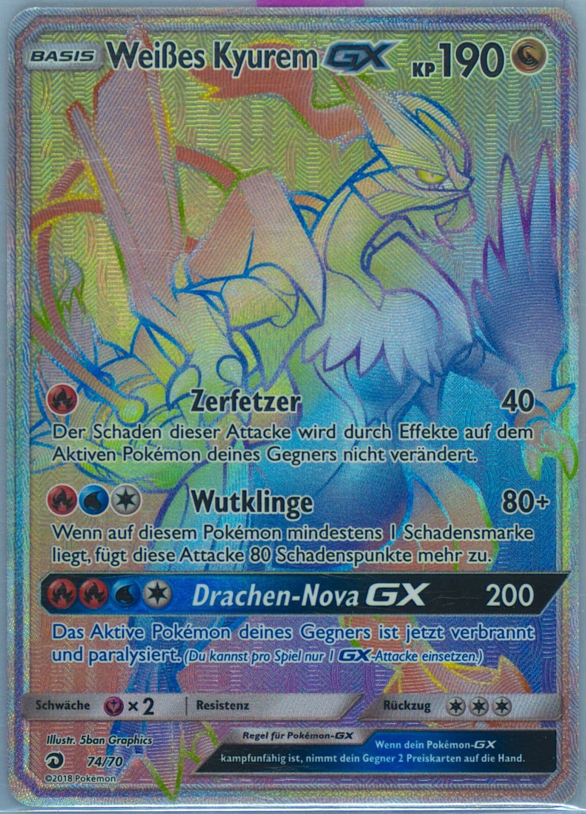 Full Art/Weisses Kyurem GX German-Secret (74) 2018 Pokemon Sun & Moon Dragon Majesty