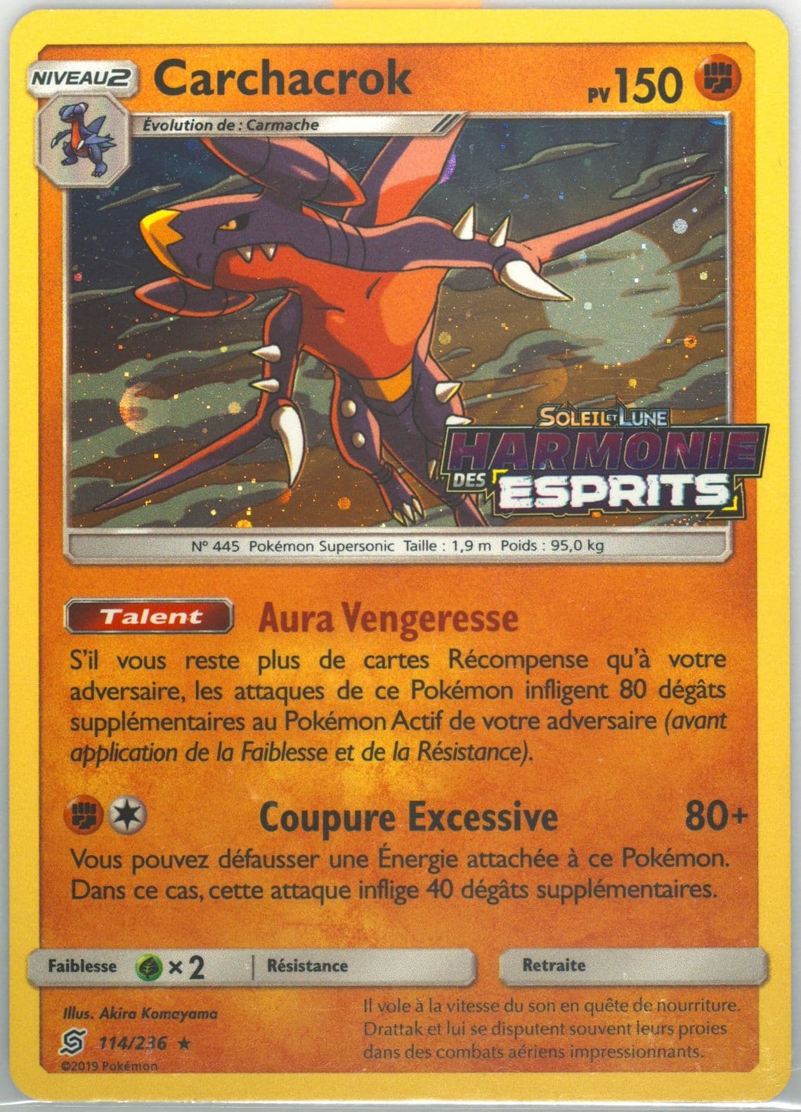 Carchacrok-Holo Cosmos French (114) 2019 Pokemon Sun & Moon Unified Minds