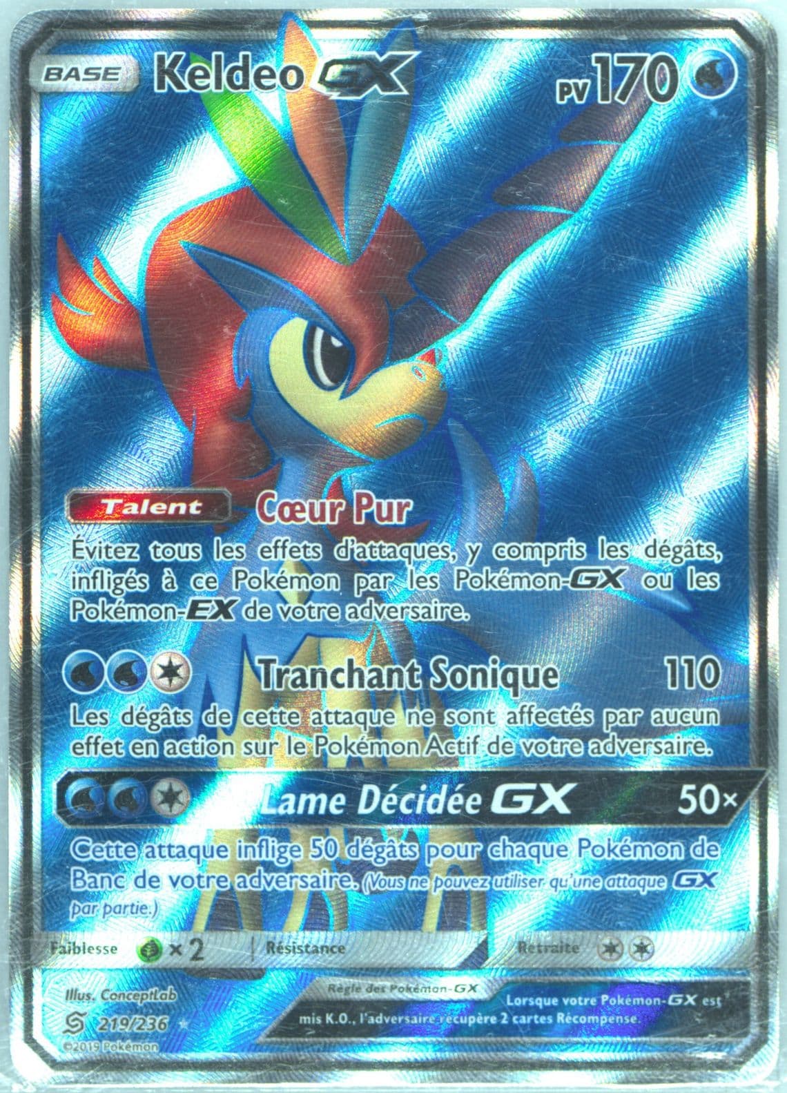 Full Art/Keldeo GX French (219) 2019 Pokemon Sun & Moon Unified Minds