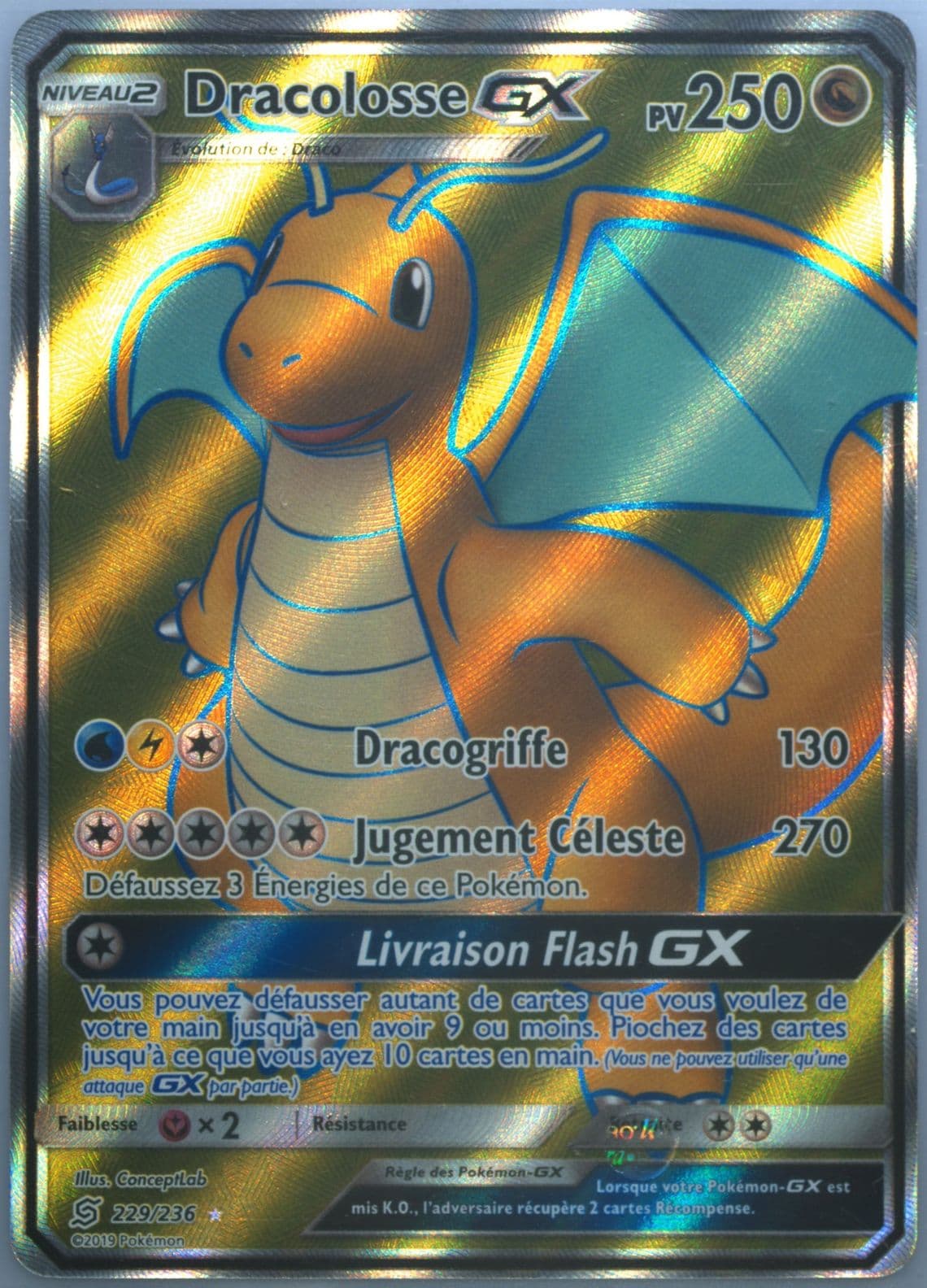 Full Art/Dracolosse GX French (229) 2019 Pokemon Sun & Moon Unified Minds