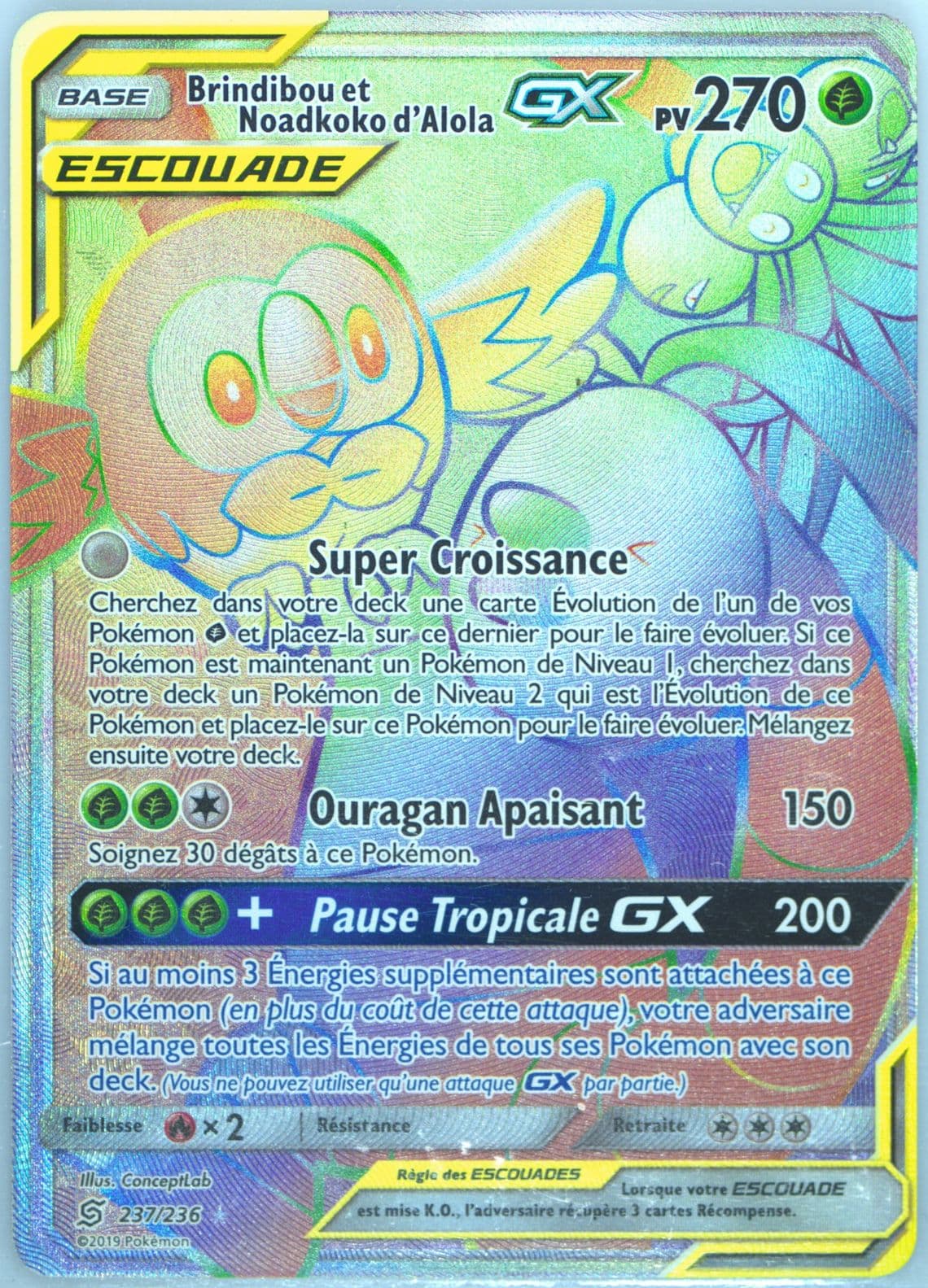 Full Art/Brindibou ET Noadkoko D'Alola GX French-Secret (237) 2019 Pokemon Sun & Moon Unified Minds