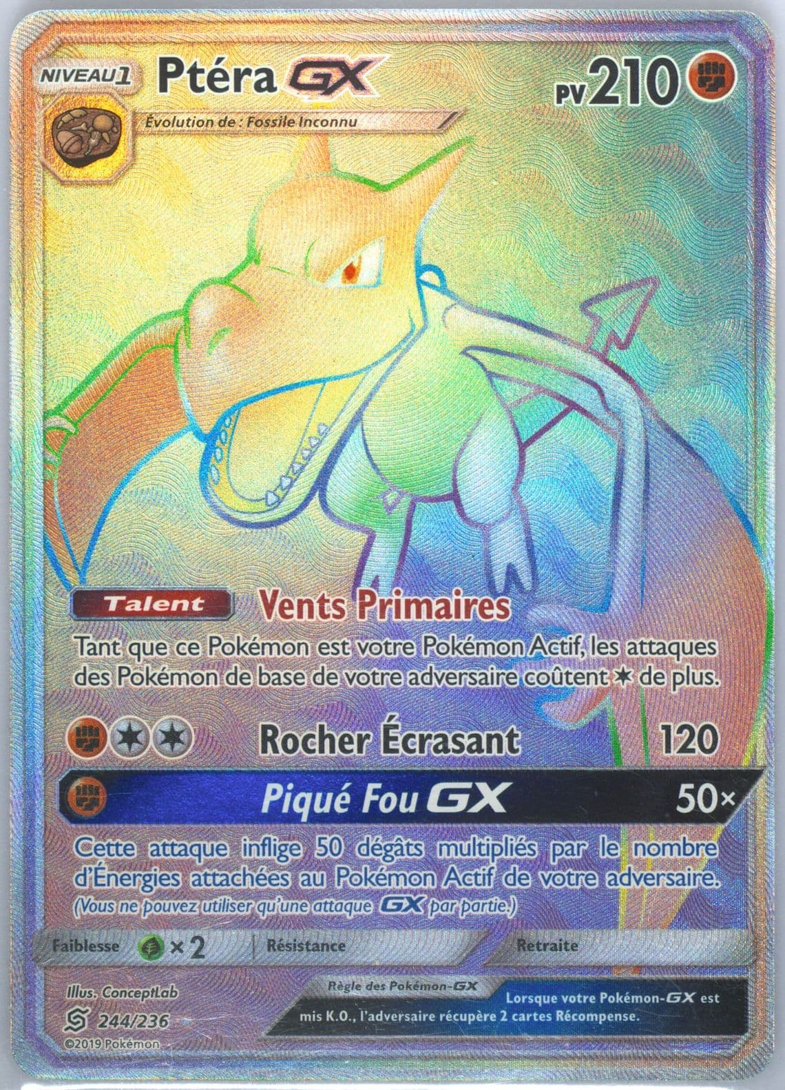Full Art/Ptera GX French-Secret (244) 2019 Pokemon Sun & Moon Unified Minds