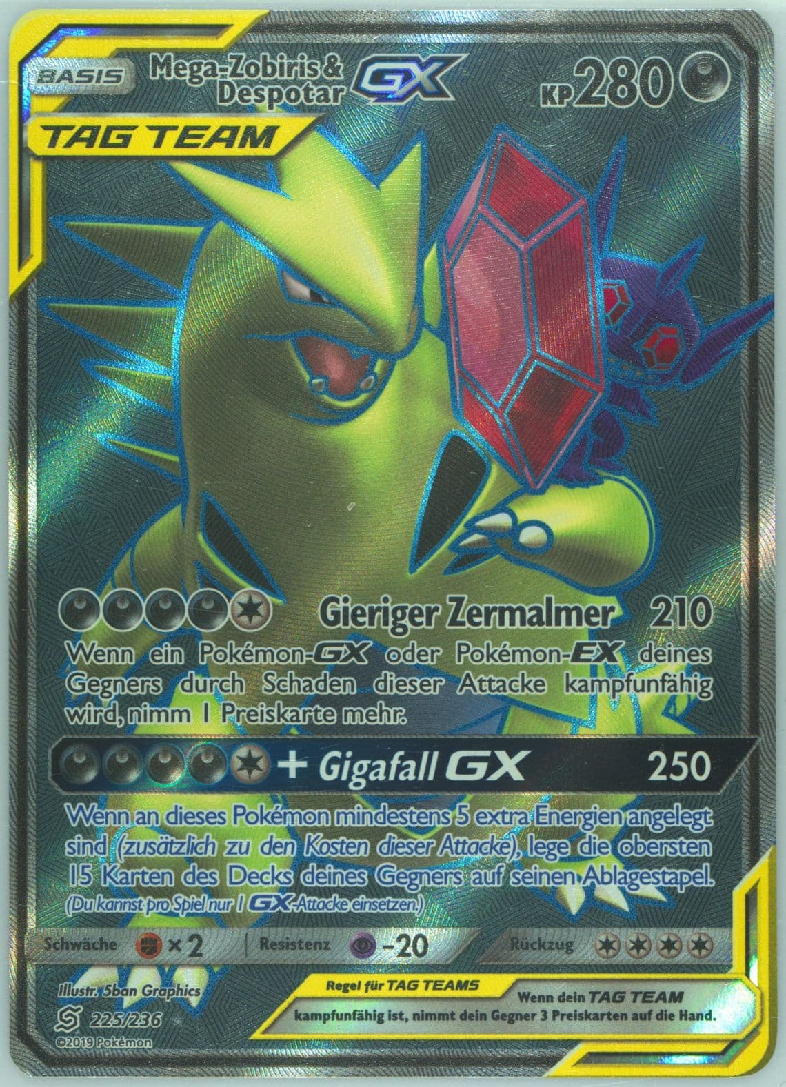 Full Art/Mega-Zobiris & Despotar GX German (225) 2019 Pokemon Sun & Moon Unified Minds