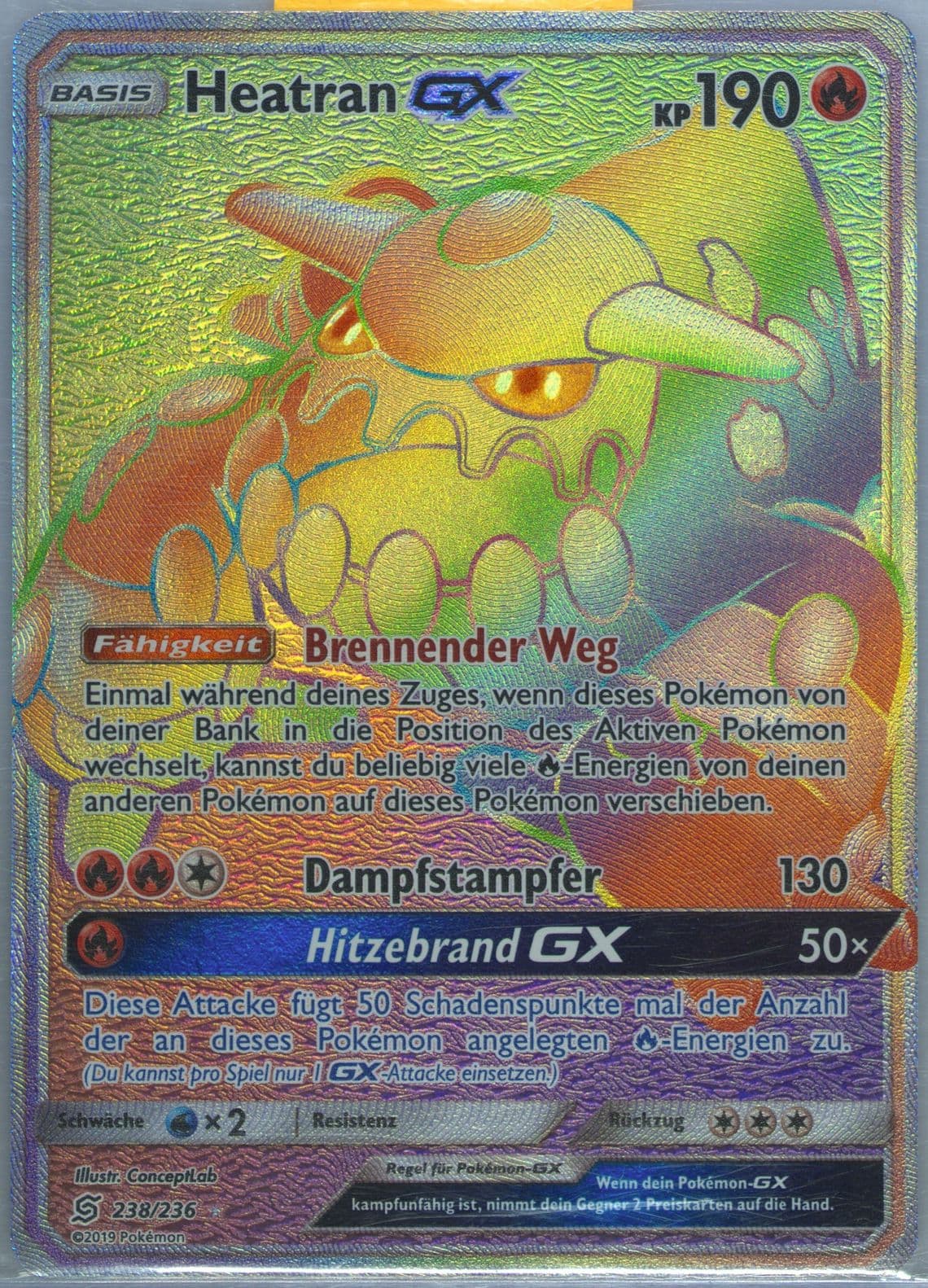 Full Art/Heatran GX German-Secret (238) 2019 Pokemon Sun & Moon Unified Minds