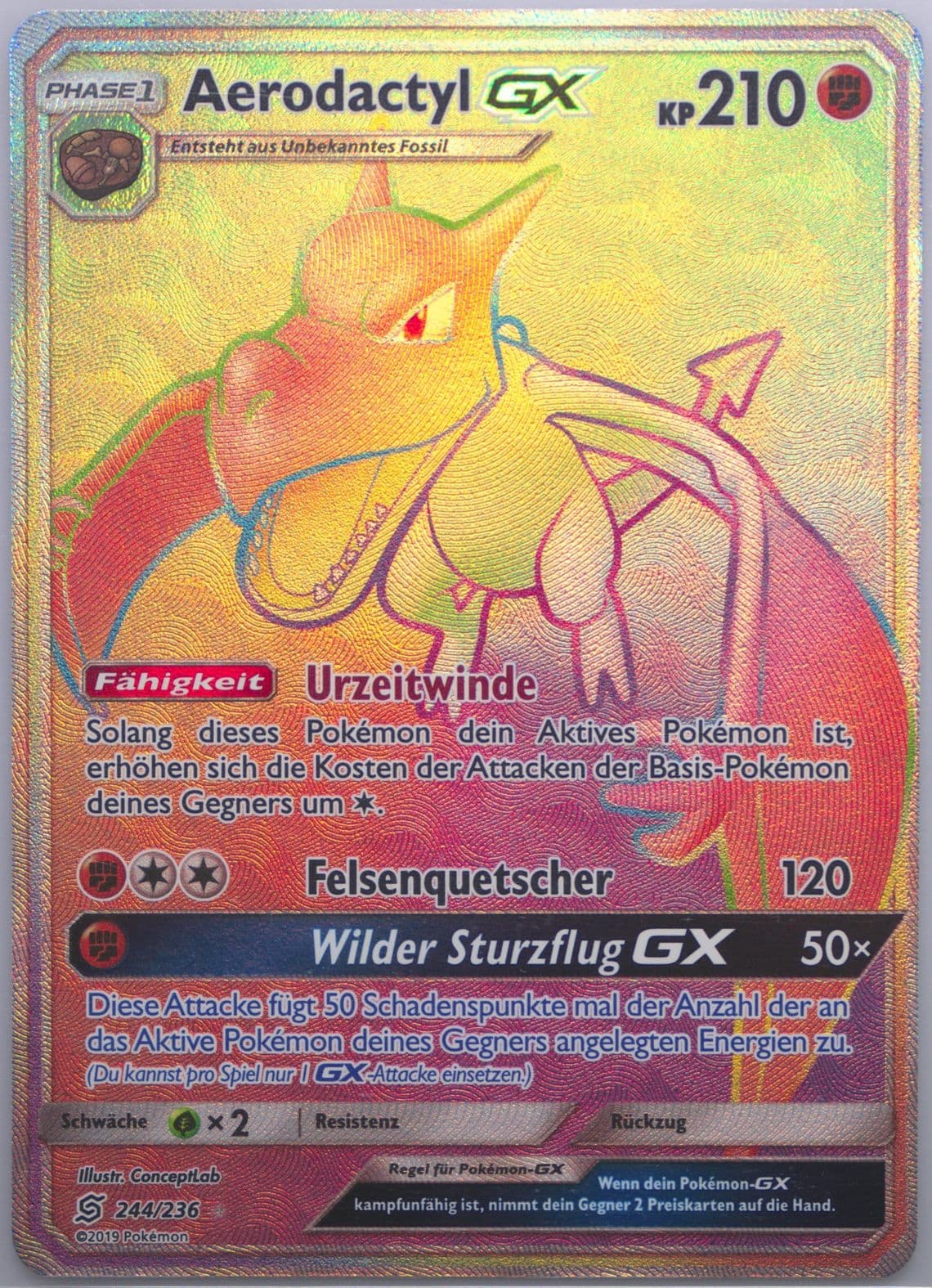 Full Art/Aerodactyl GX German-Secret (244) 2019 Pokemon Sun & Moon Unified Minds