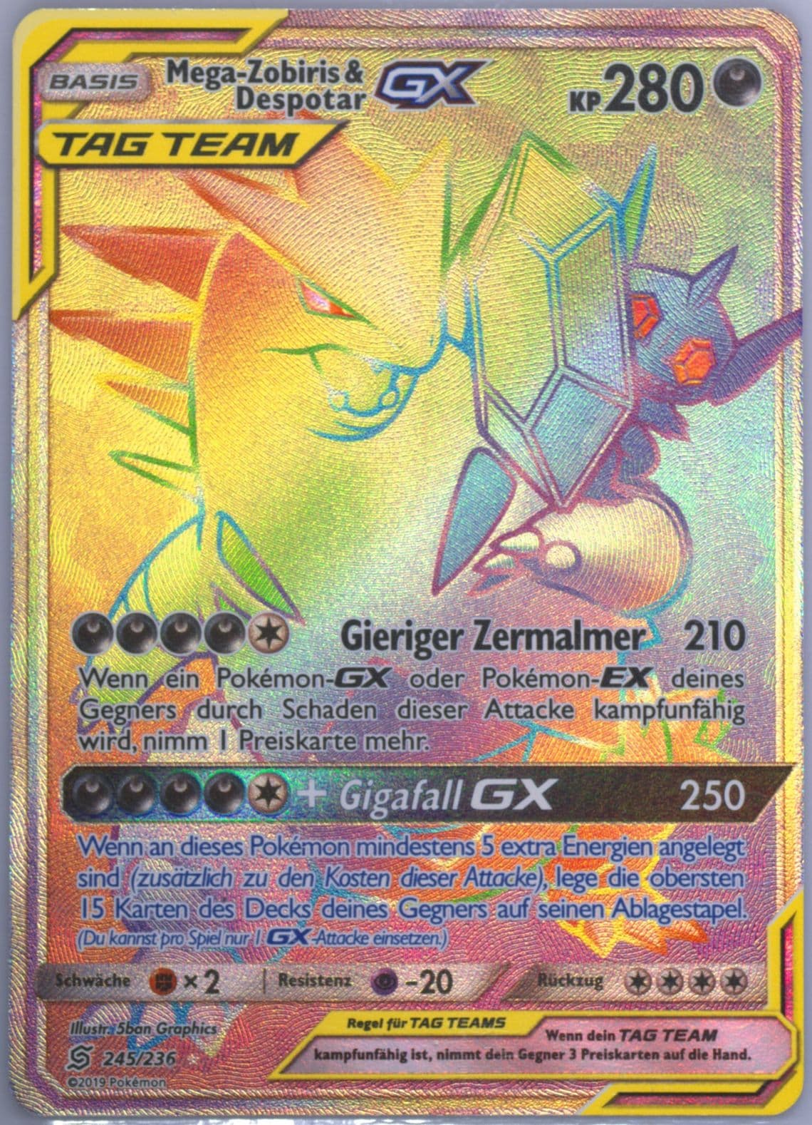 Full Art/Mega-Zobiris & Despotar GX German-Secret (245) 2019 Pokemon Sun & Moon Unified Minds