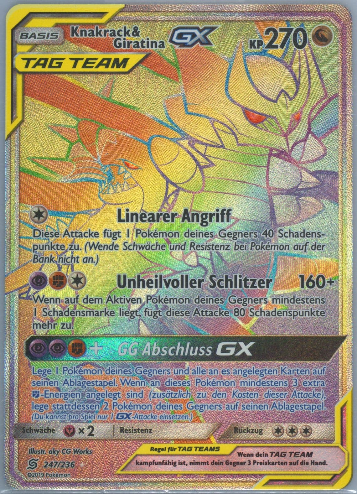 Full Art/Knakrack & Giratina GX German-Secret (247) 2019 Pokemon Sun & Moon Unified Minds