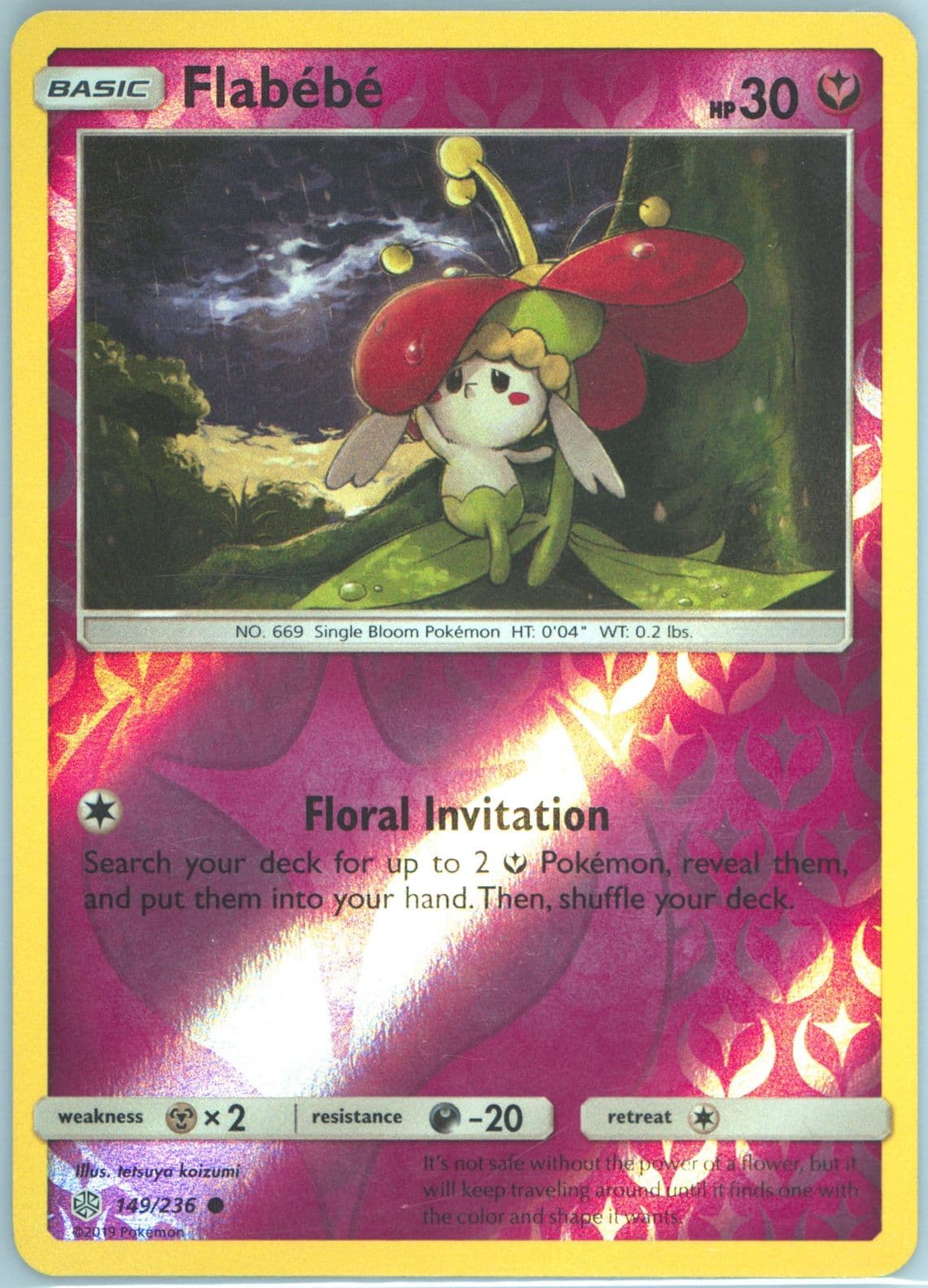Flabebe-Reverse Foil (149) 2019 Pokemon Sun & Moon Cosmic Eclipse