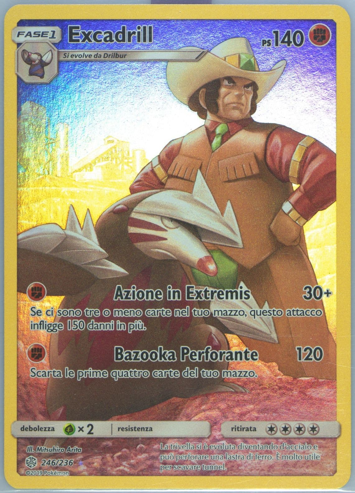 Full Art/Excadrill Italian-Secret (246) 2019 Pokemon Sun & Moon Cosmic Eclipse