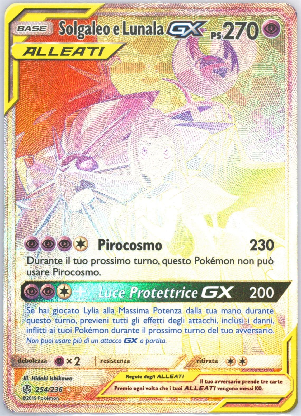 Full Art/Solgaleo E Lunala GX Italian-Secret (254) 2019 Pokemon Sun & Moon Cosmic Eclipse
