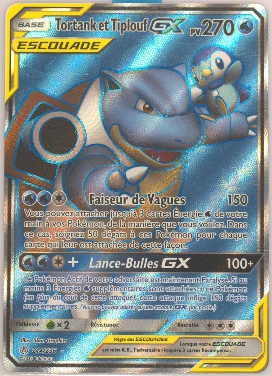 Full Art/Tortank ET Tiplouf GX French (214) 2019 Pokemon Sun & Moon Cosmic Eclipse