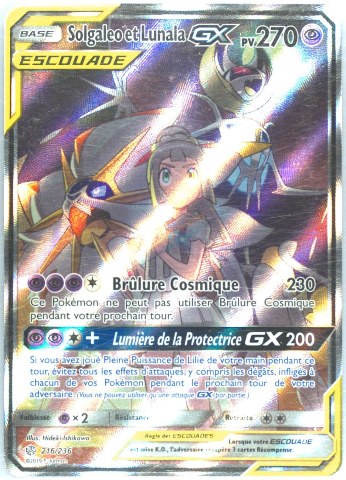 Full Art/Solgaleo ET Lunala GX French (216) 2019 Pokemon Sun & Moon Cosmic Eclipse