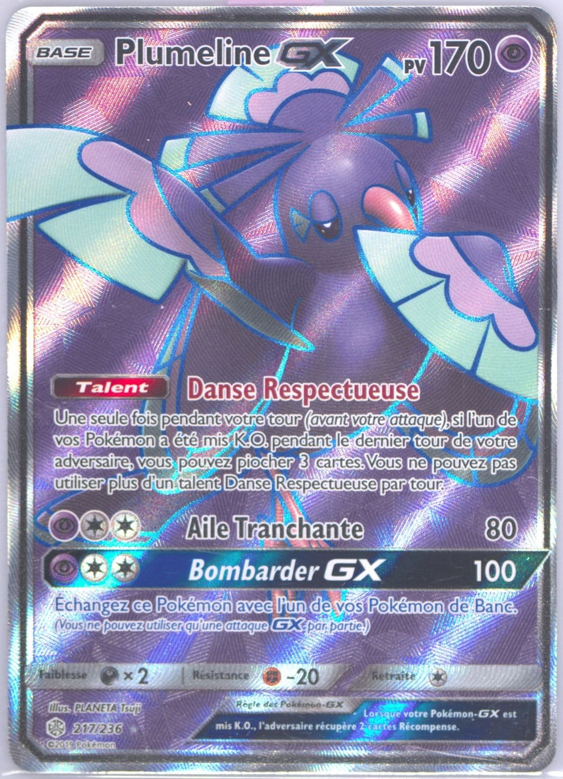 Full Art/Plumeline GX French (217) 2019 Pokemon Sun & Moon Cosmic Eclipse