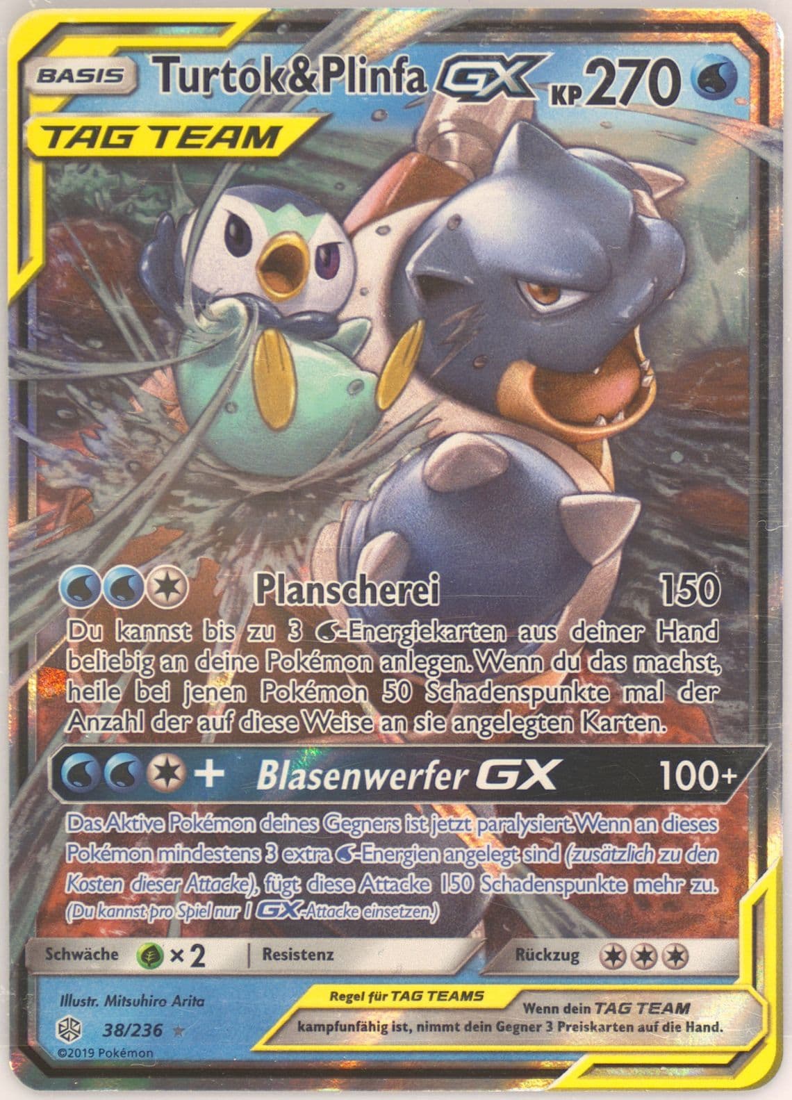 Turtok & Plinfa GX German (38) 2019 Pokemon Sun & Moon Cosmic Eclipse